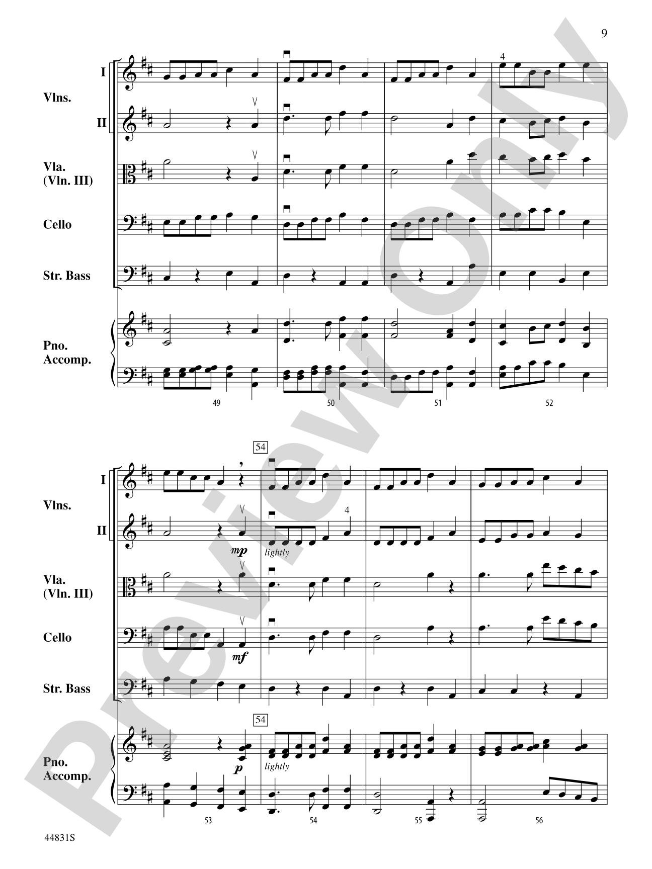 Theme and Variations from the "Trout" Quintet: String Orchestra Conductor Score & Parts