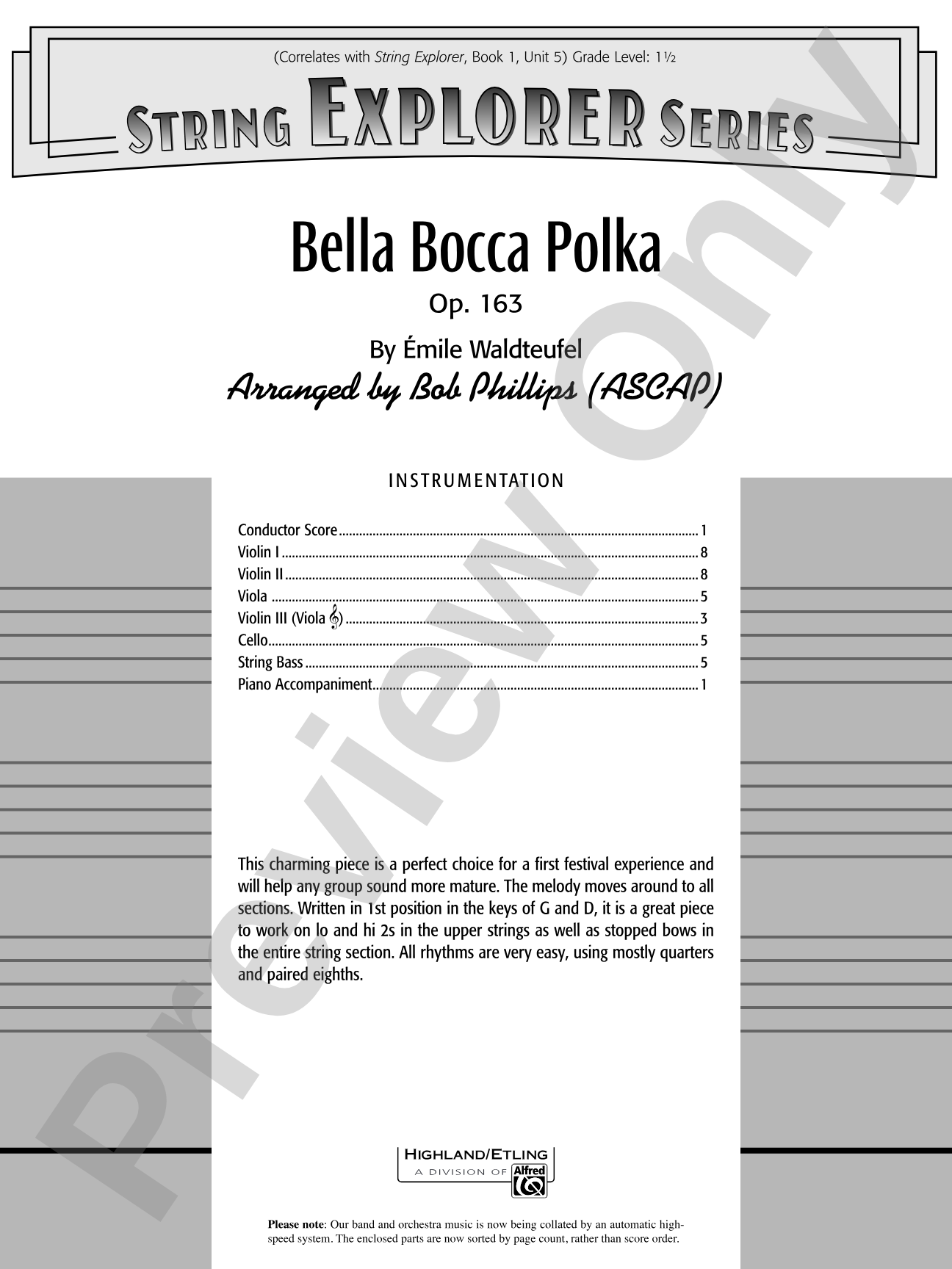 Bella Bocca Polka: String Orchestra Conductor Score & Parts