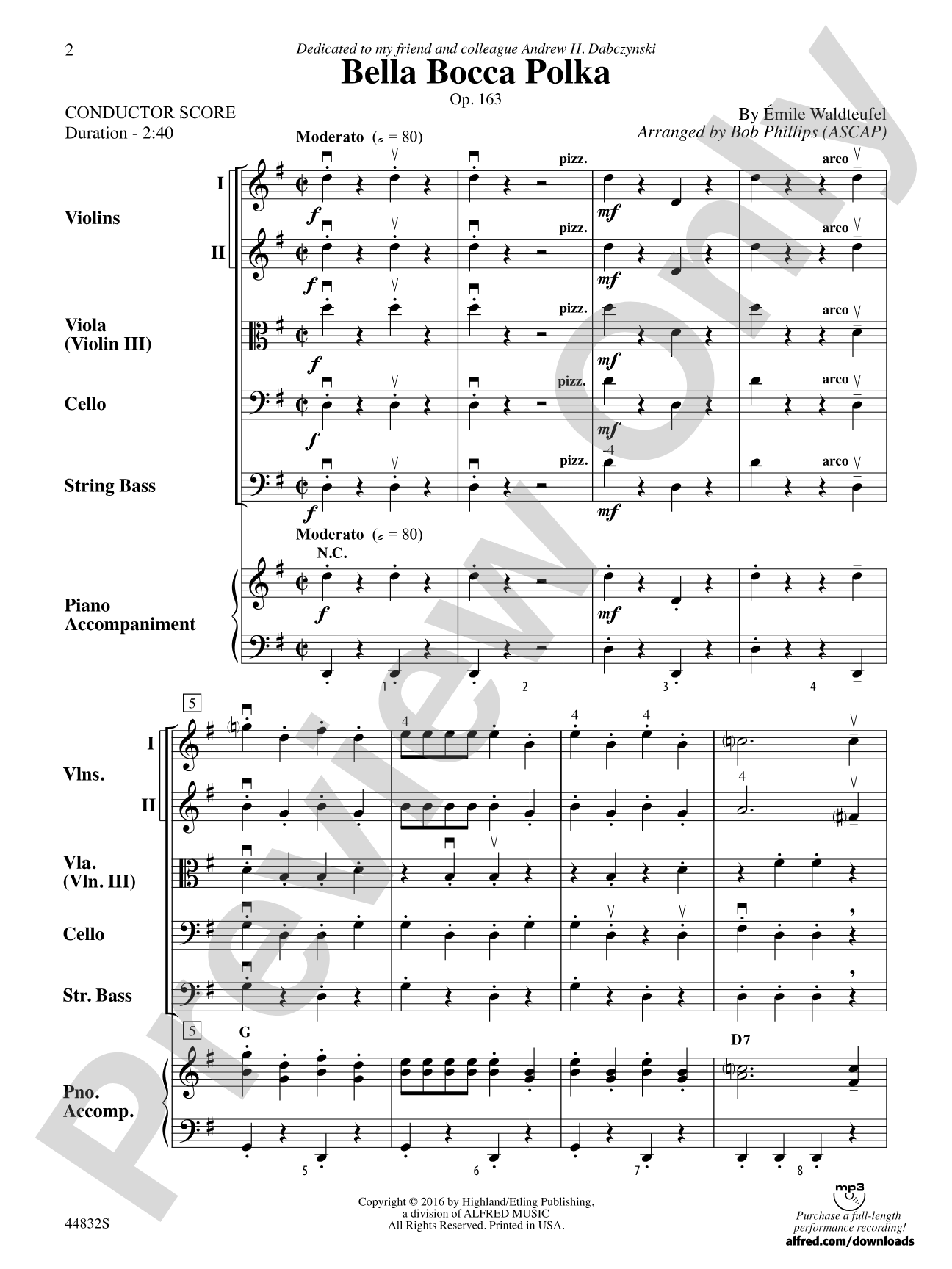 Bella Bocca Polka: String Orchestra Conductor Score & Parts