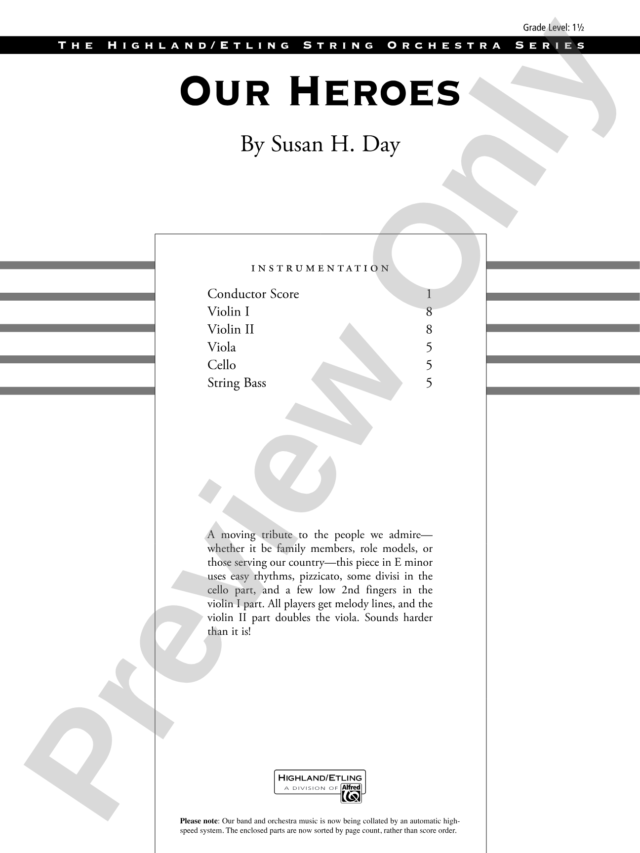 Our Heroes: String Orchestra Conductor Score & Parts