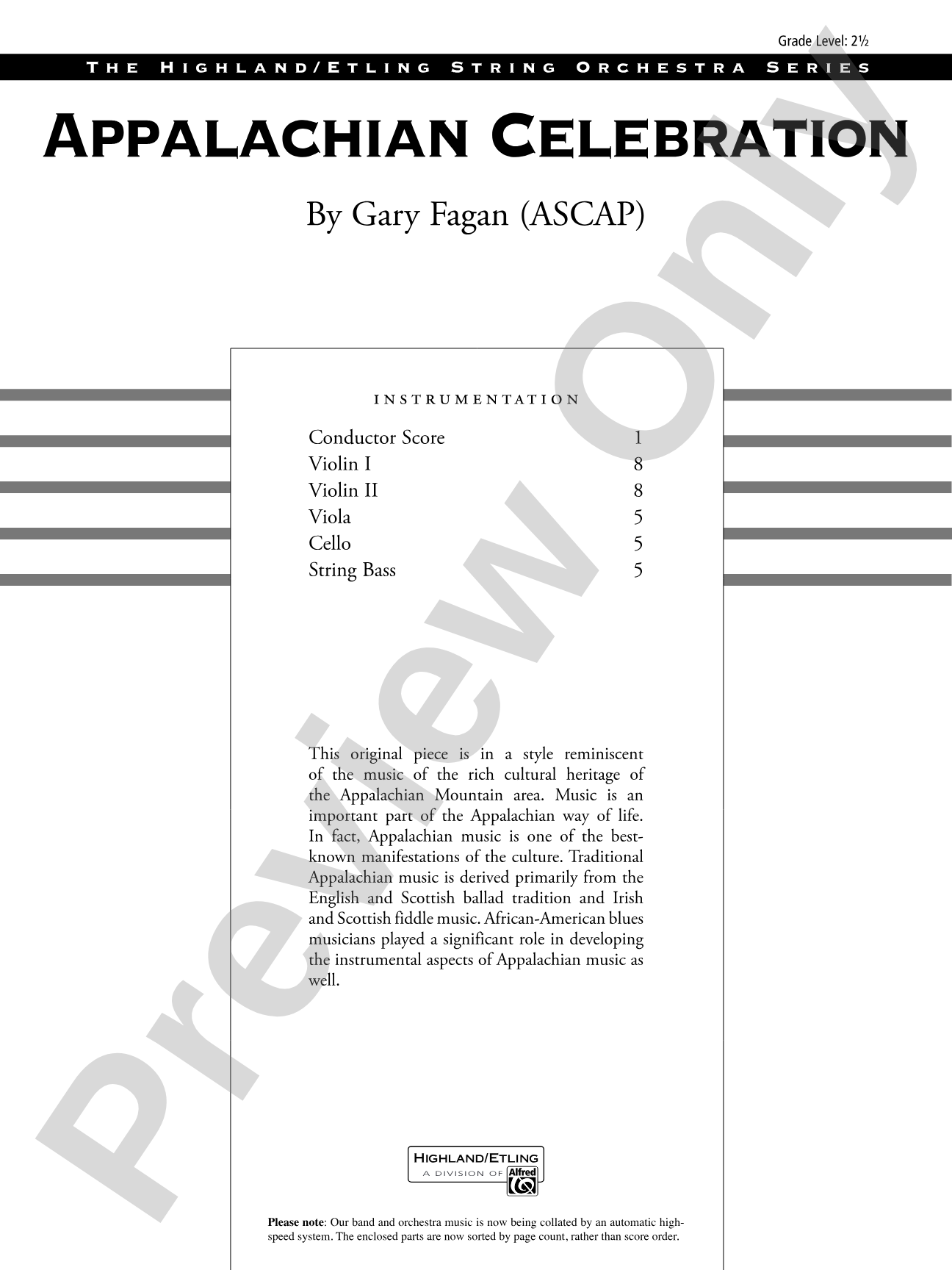 Appalachian Celebration: String Orchestra Conductor Score & Parts