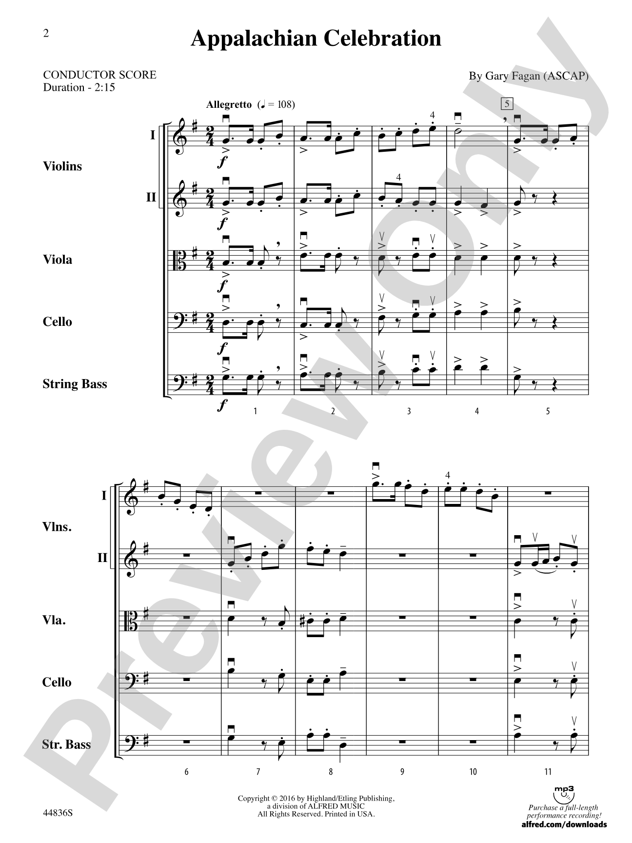 Appalachian Celebration: String Orchestra Conductor Score & Parts