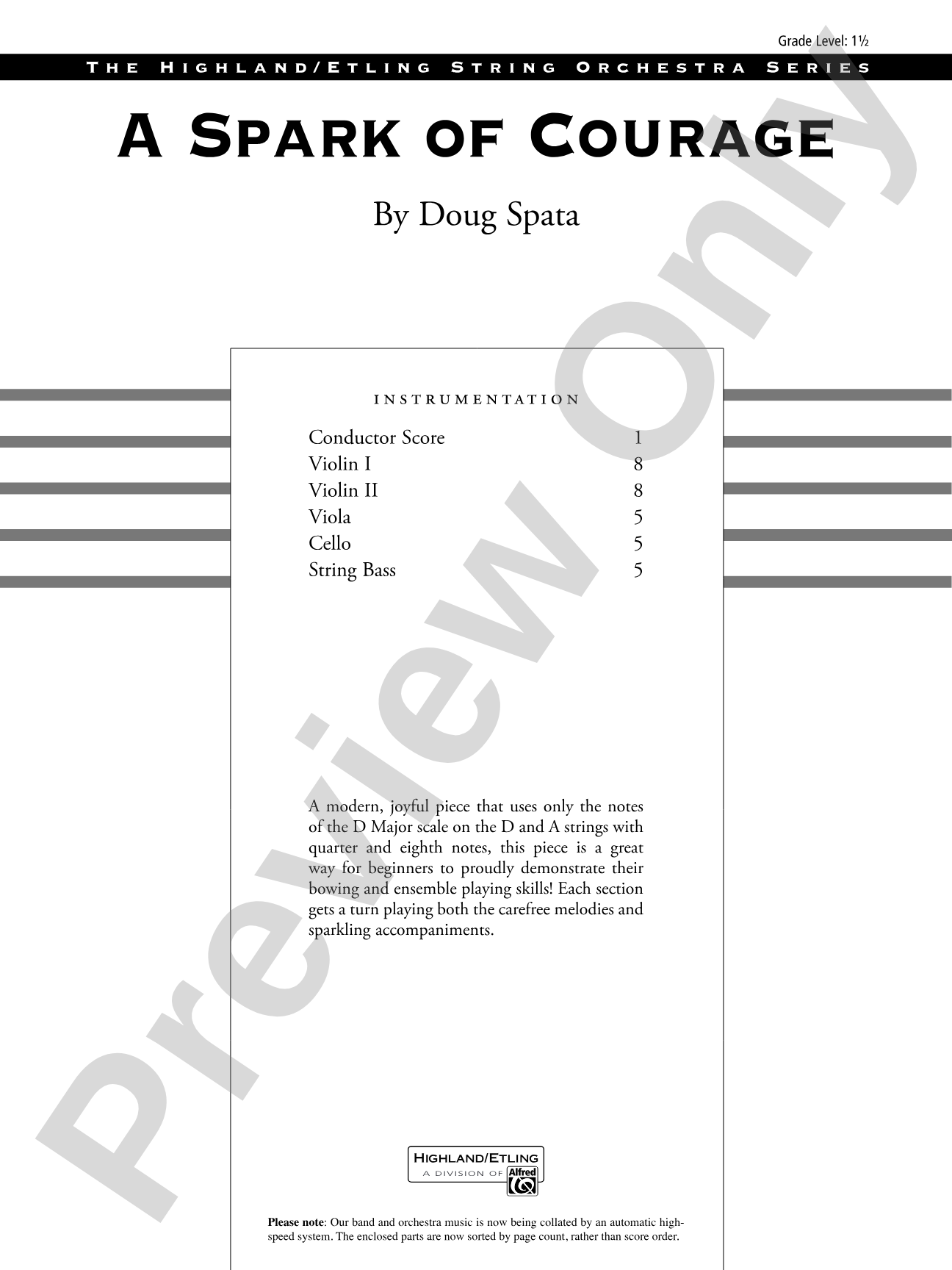 A Spark of Courage: String Orchestra Conductor Score & Parts