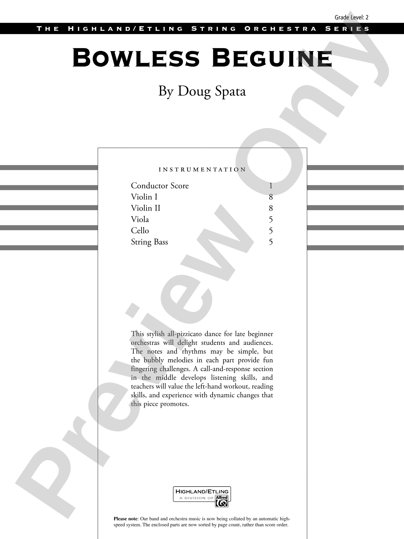 Bowless Beguine: String Orchestra Conductor Score & Parts