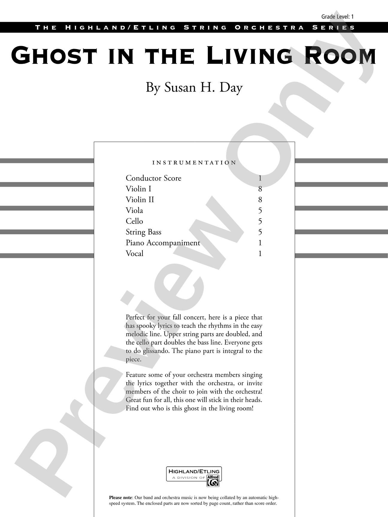 Ghost in the Living Room: String Orchestra Conductor Score & Parts
