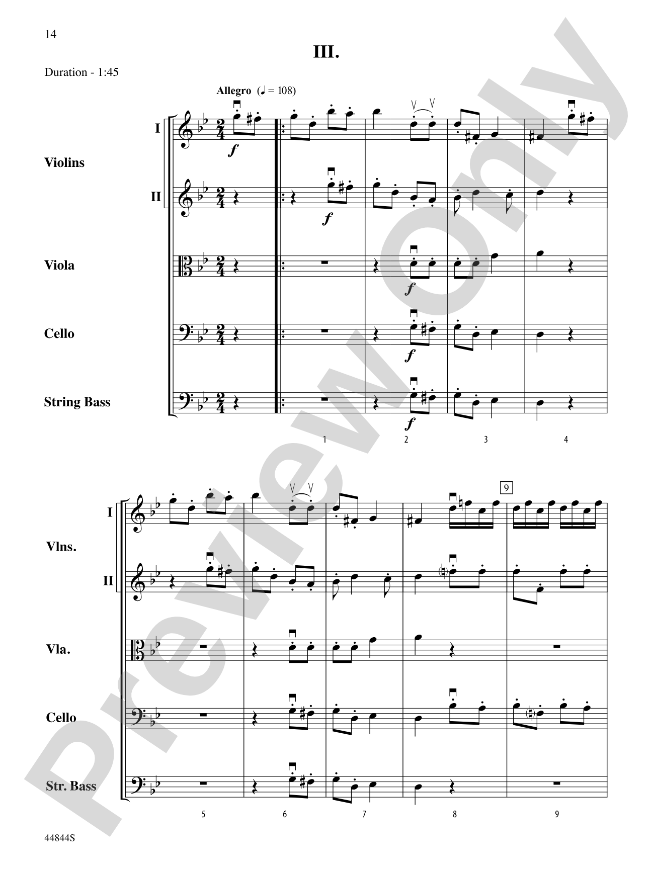 Concerto Grosso, Op. 6, No. 8: Score