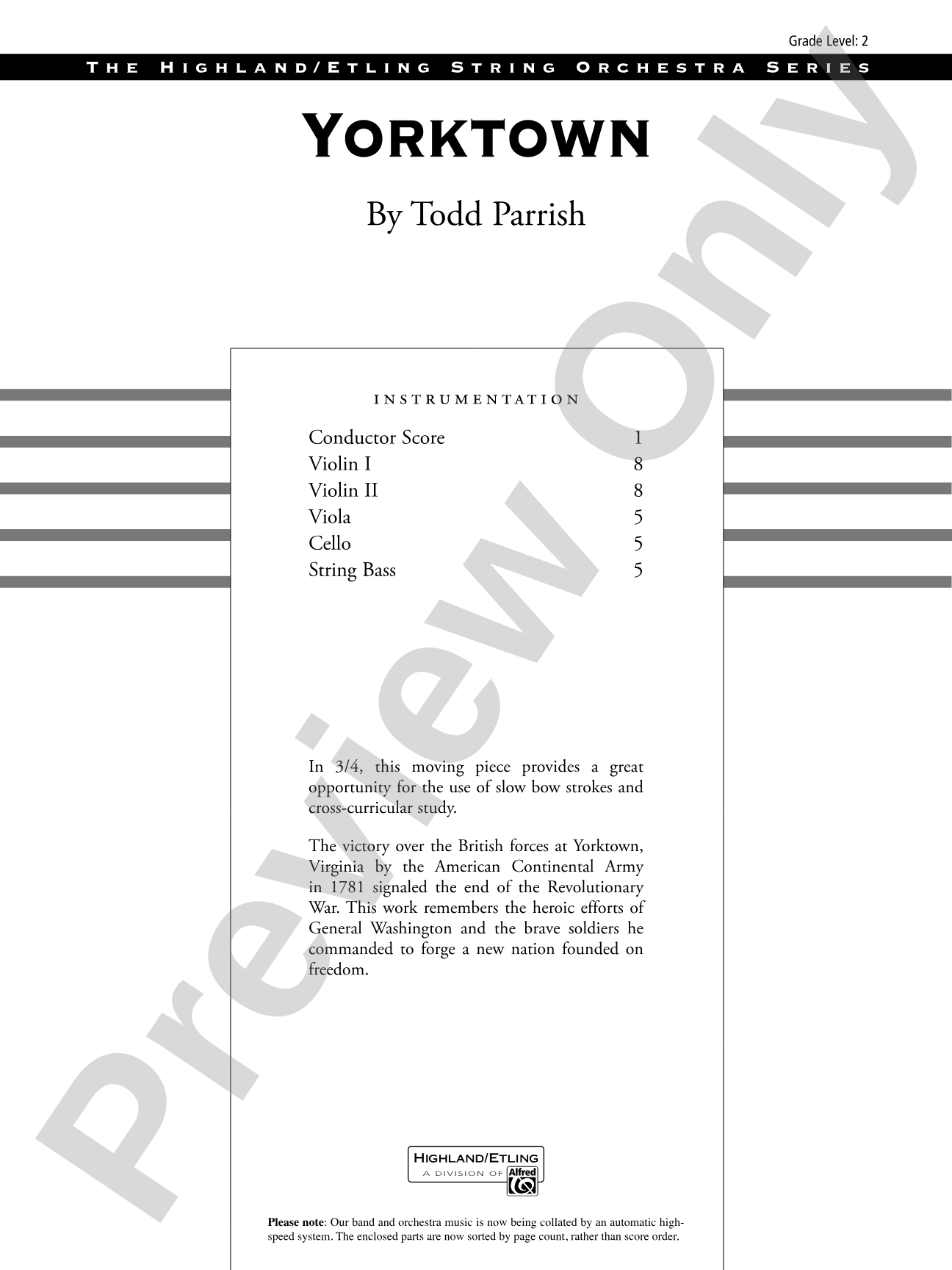 Yorktown: String Orchestra Conductor Score & Parts