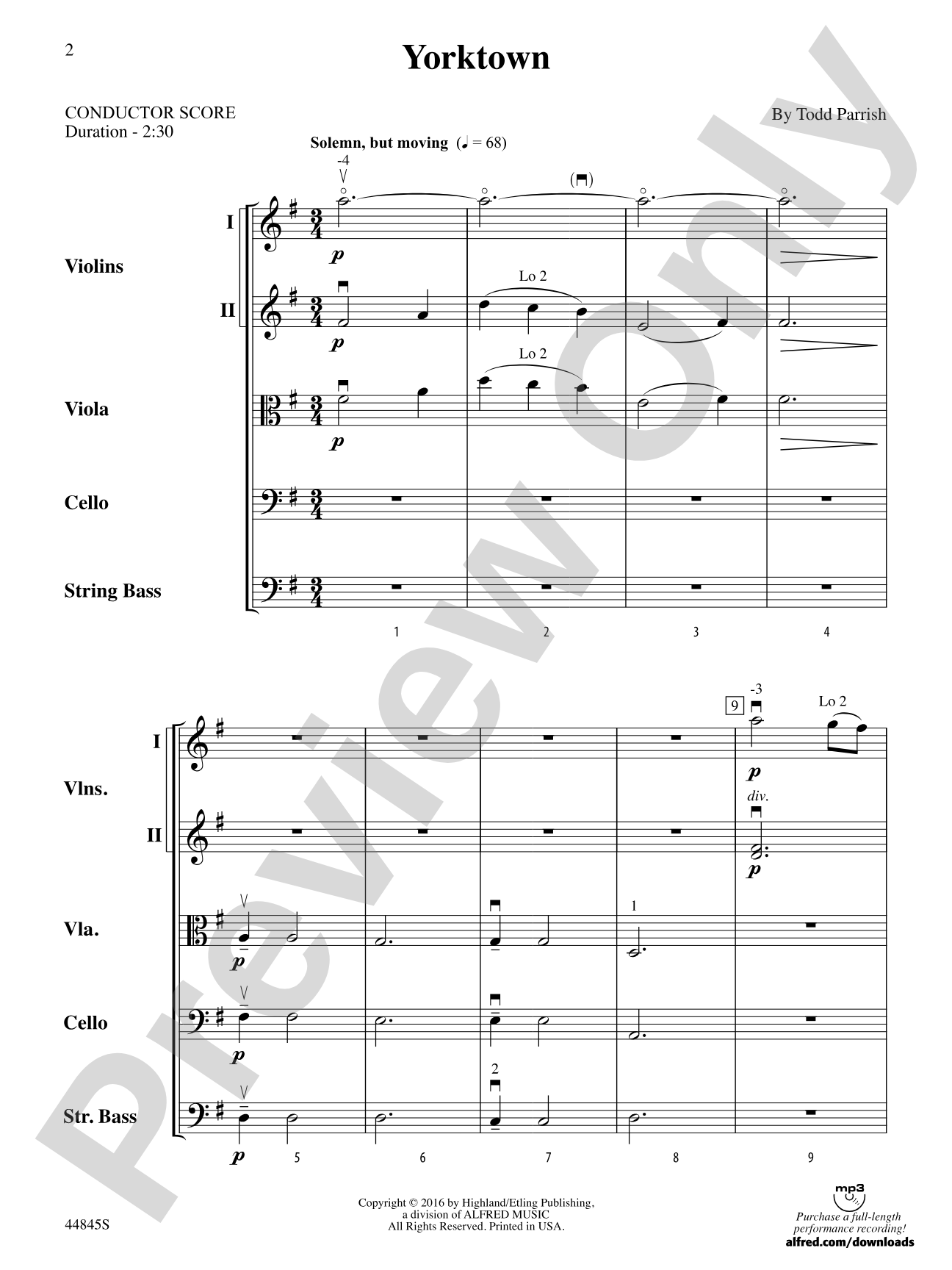 Yorktown: String Orchestra Conductor Score & Parts