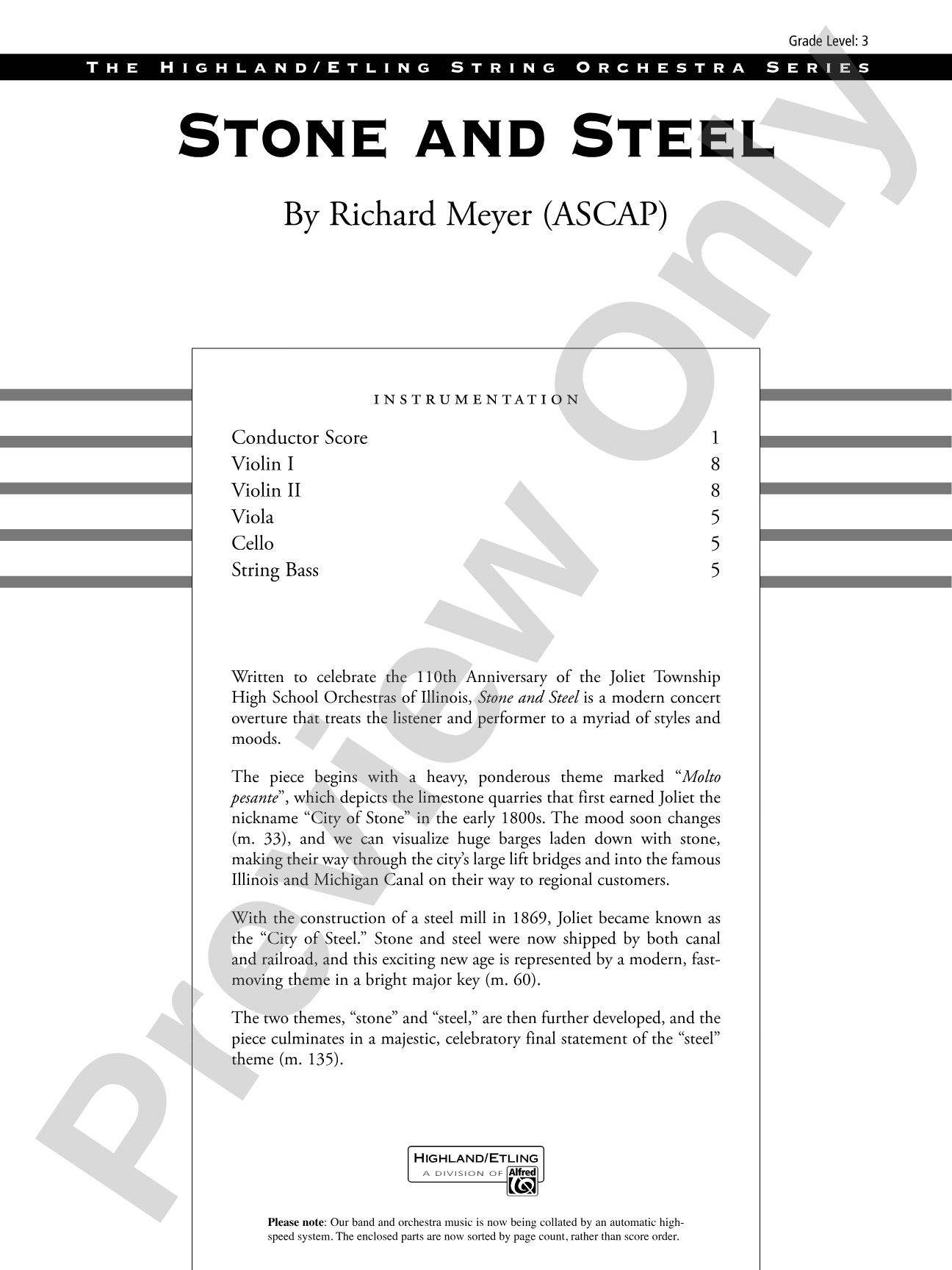 Stone and Steel: String Orchestra Conductor Score & Parts