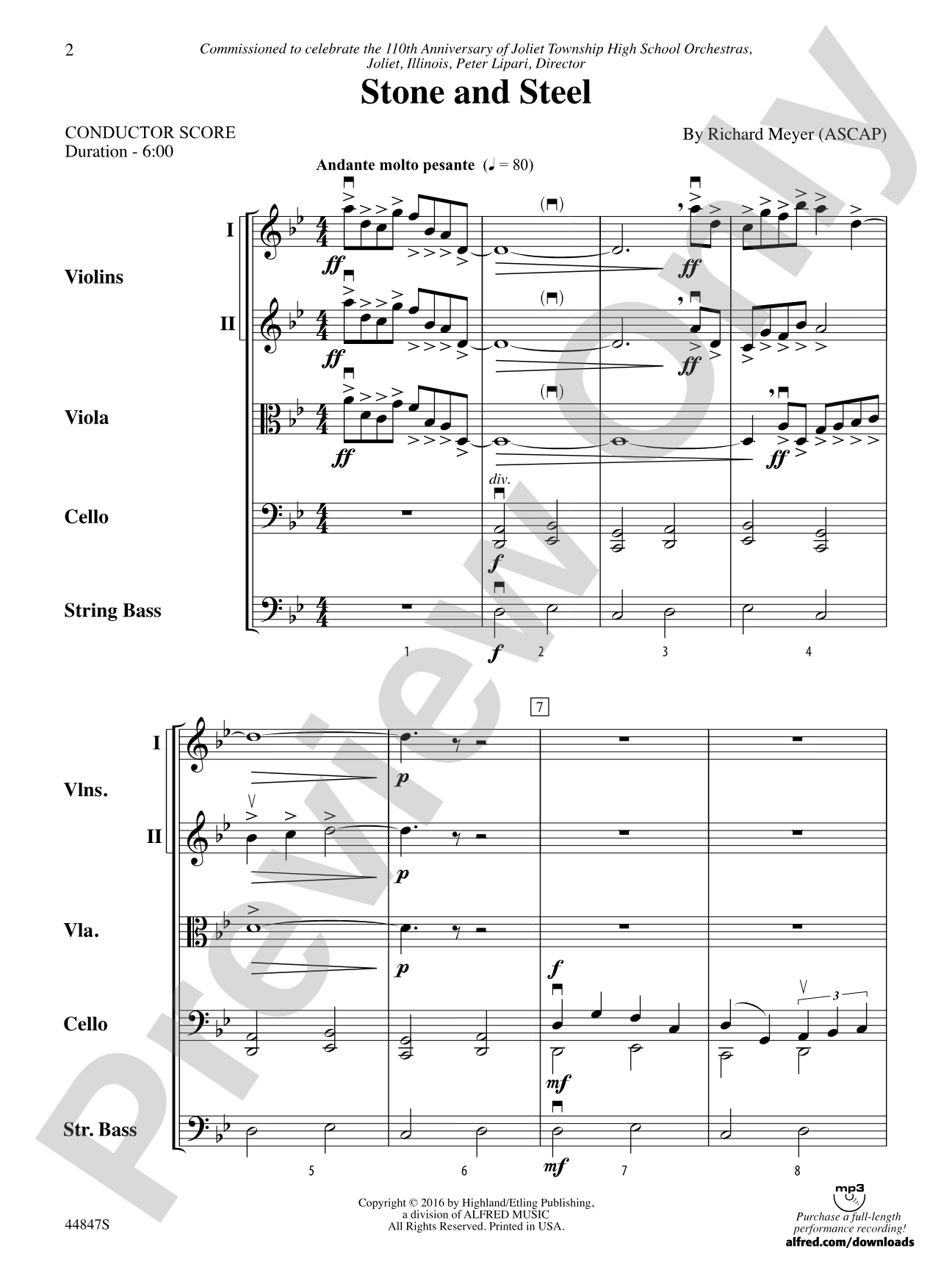 Stone and Steel: String Orchestra Conductor Score & Parts