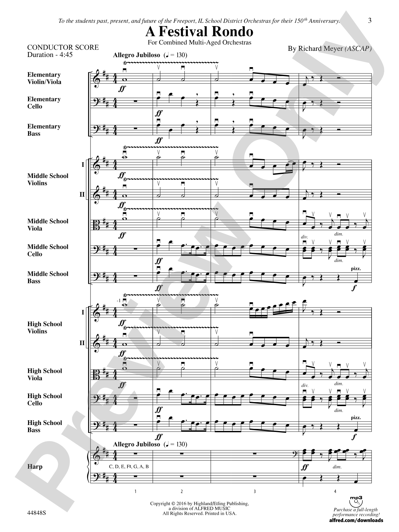 A Festival Rondo: String Orchestra Conductor Score & Parts