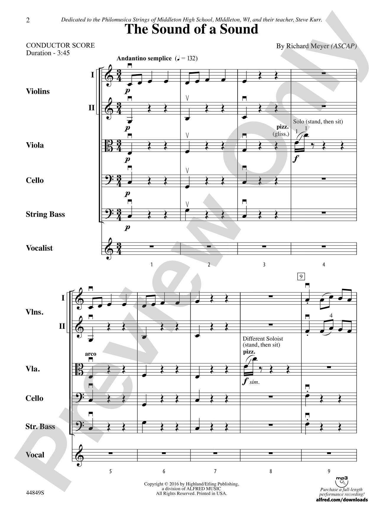 The Sound of a Sound: String Orchestra Conductor Score & Parts