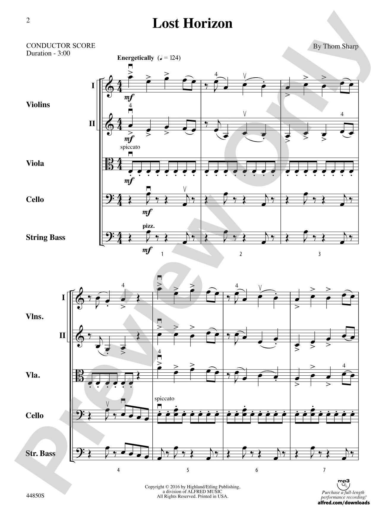 Lost Horizon: String Orchestra Conductor Score & Parts