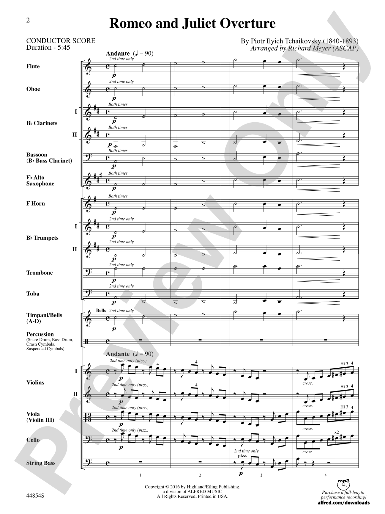 Romeo and Juliet Overture: Full Orchestra Conductor Score & Parts