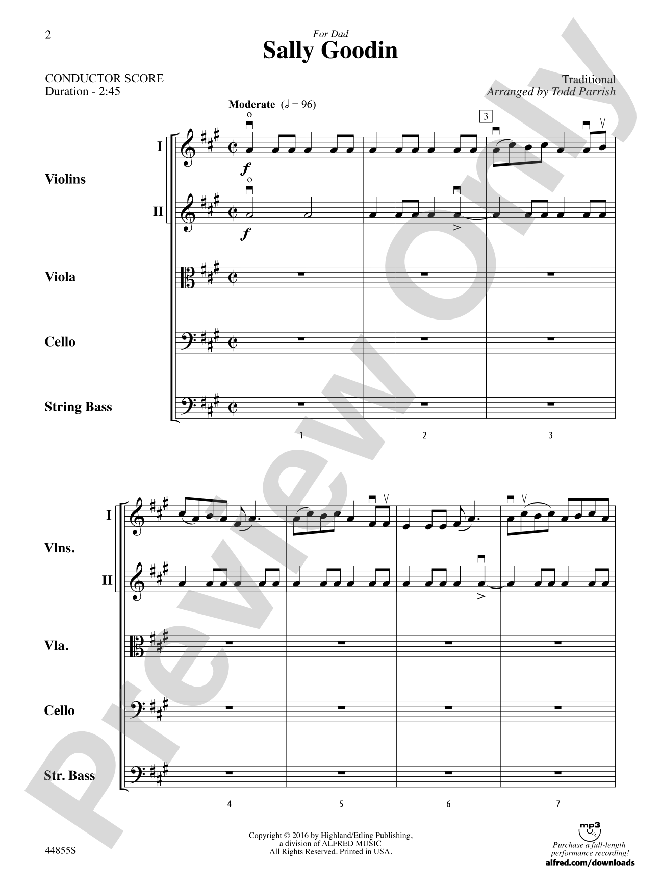 Sally Goodin: String Orchestra Conductor Score & Parts