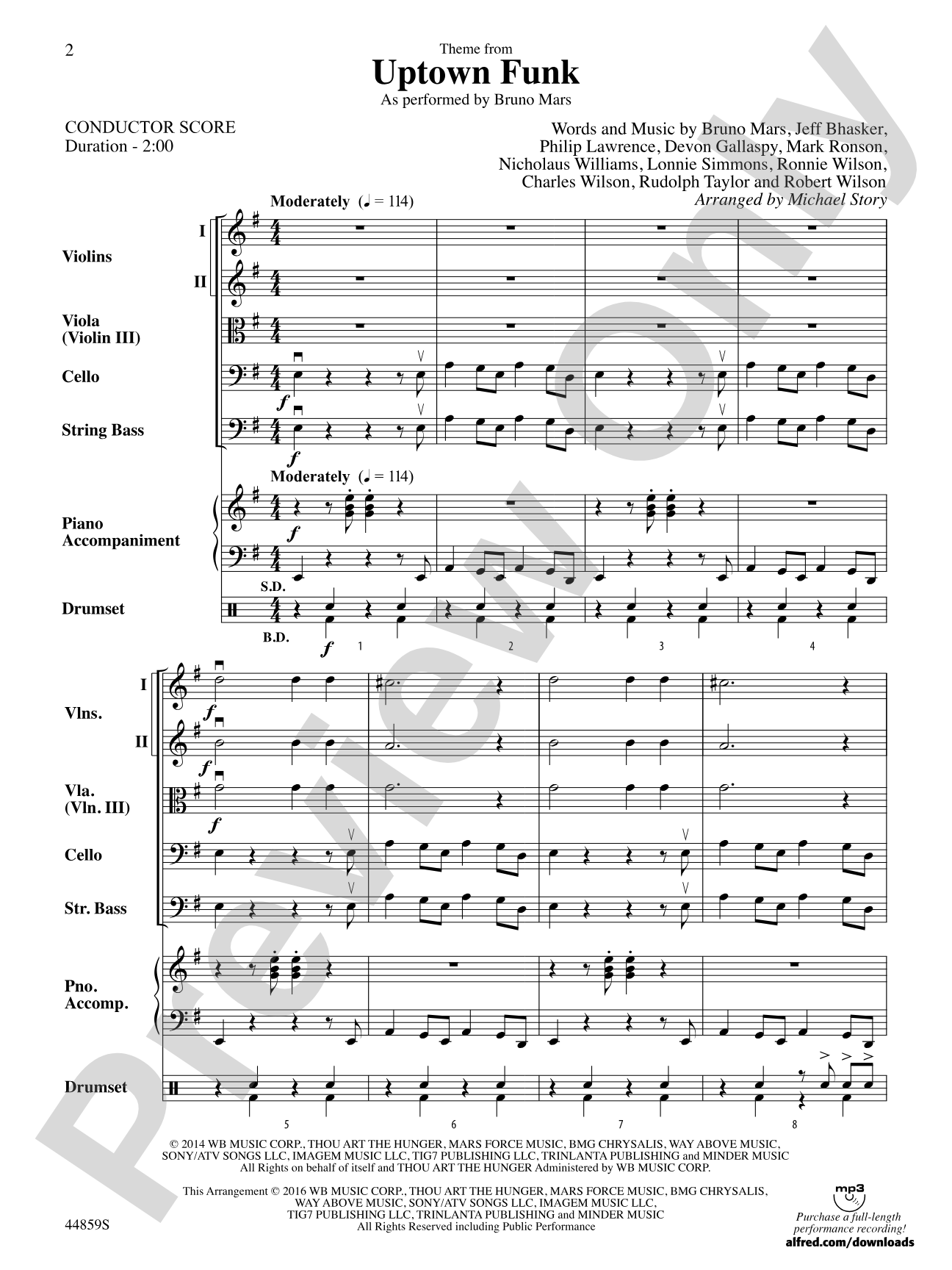 Uptown Funk, Theme from: String Orchestra Conductor Score & Parts