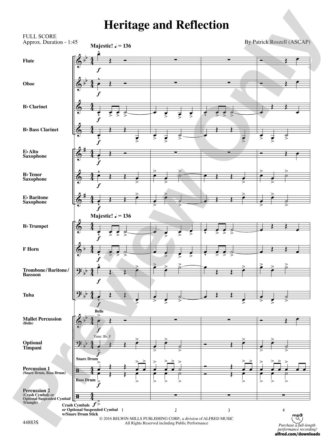 Heritage and Reflection: Concert Band Conductor Score & Parts