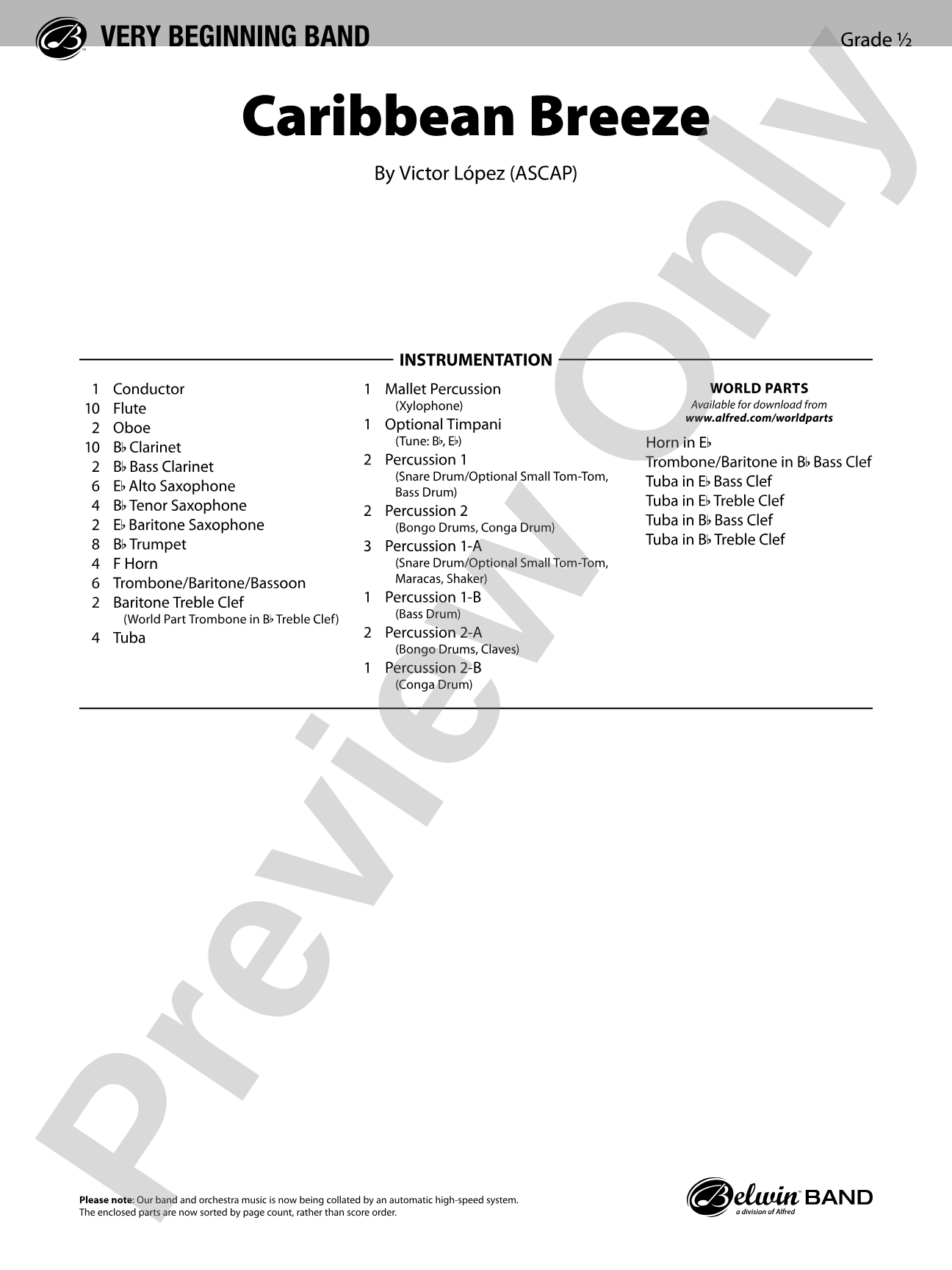 Caribbean Breeze: Concert Band Conductor Score & Parts