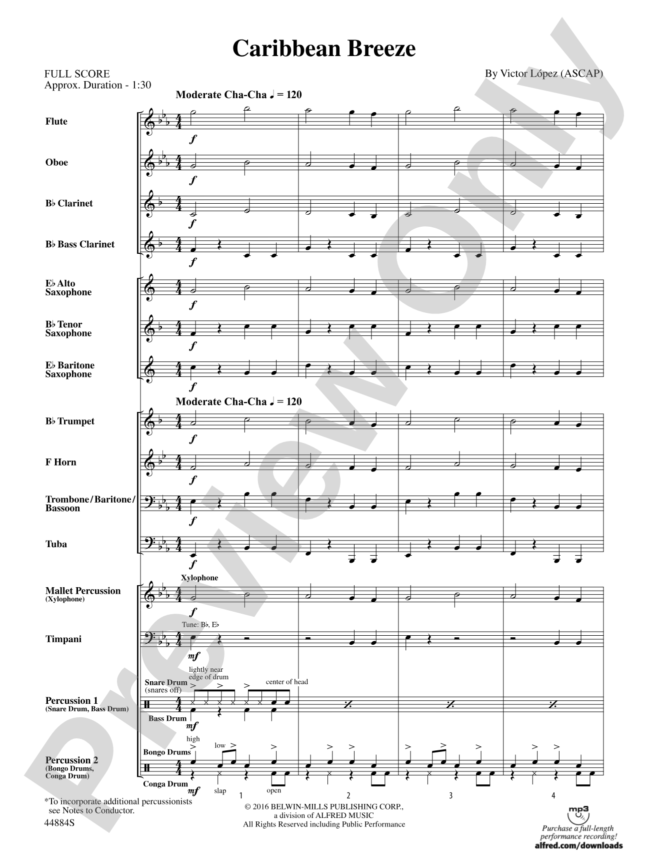Caribbean Breeze: Concert Band Conductor Score & Parts