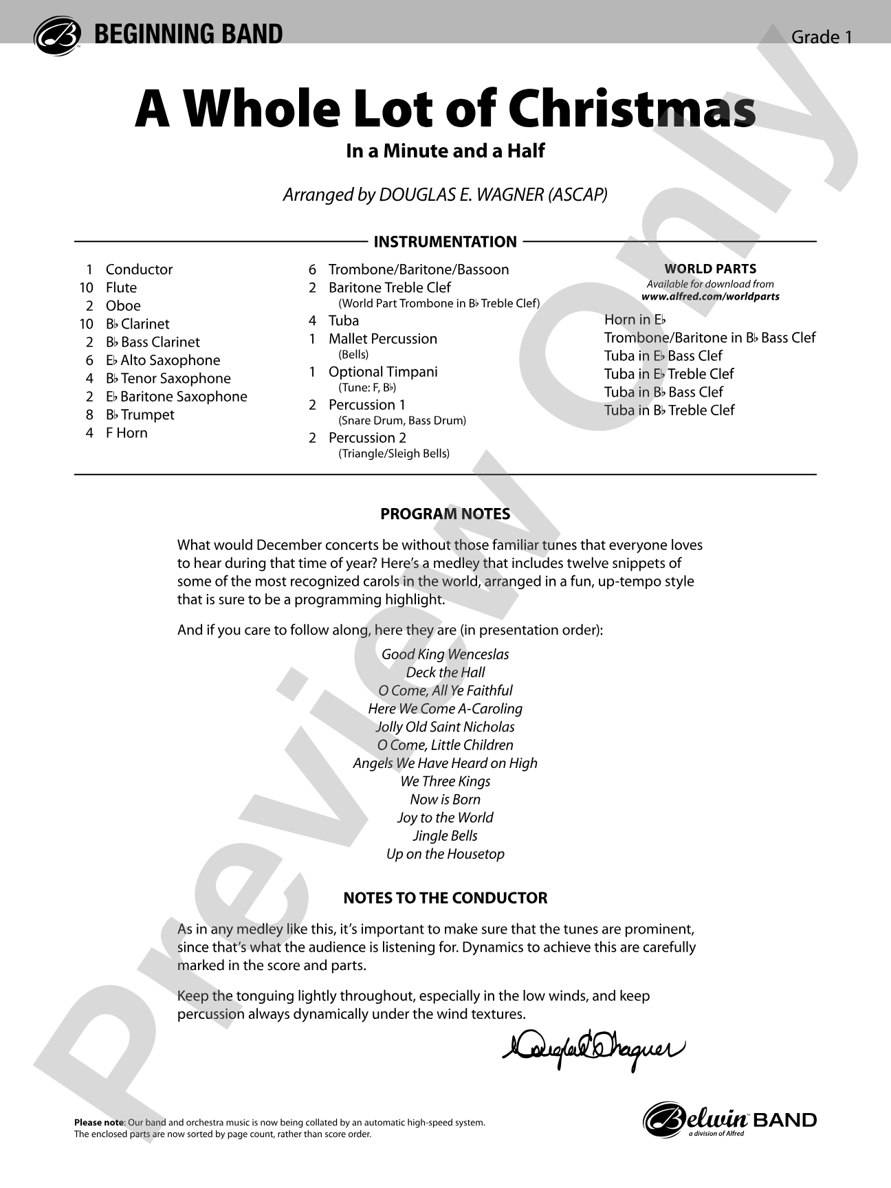 A Whole Lot of Christmas: Concert Band Conductor Score & Parts