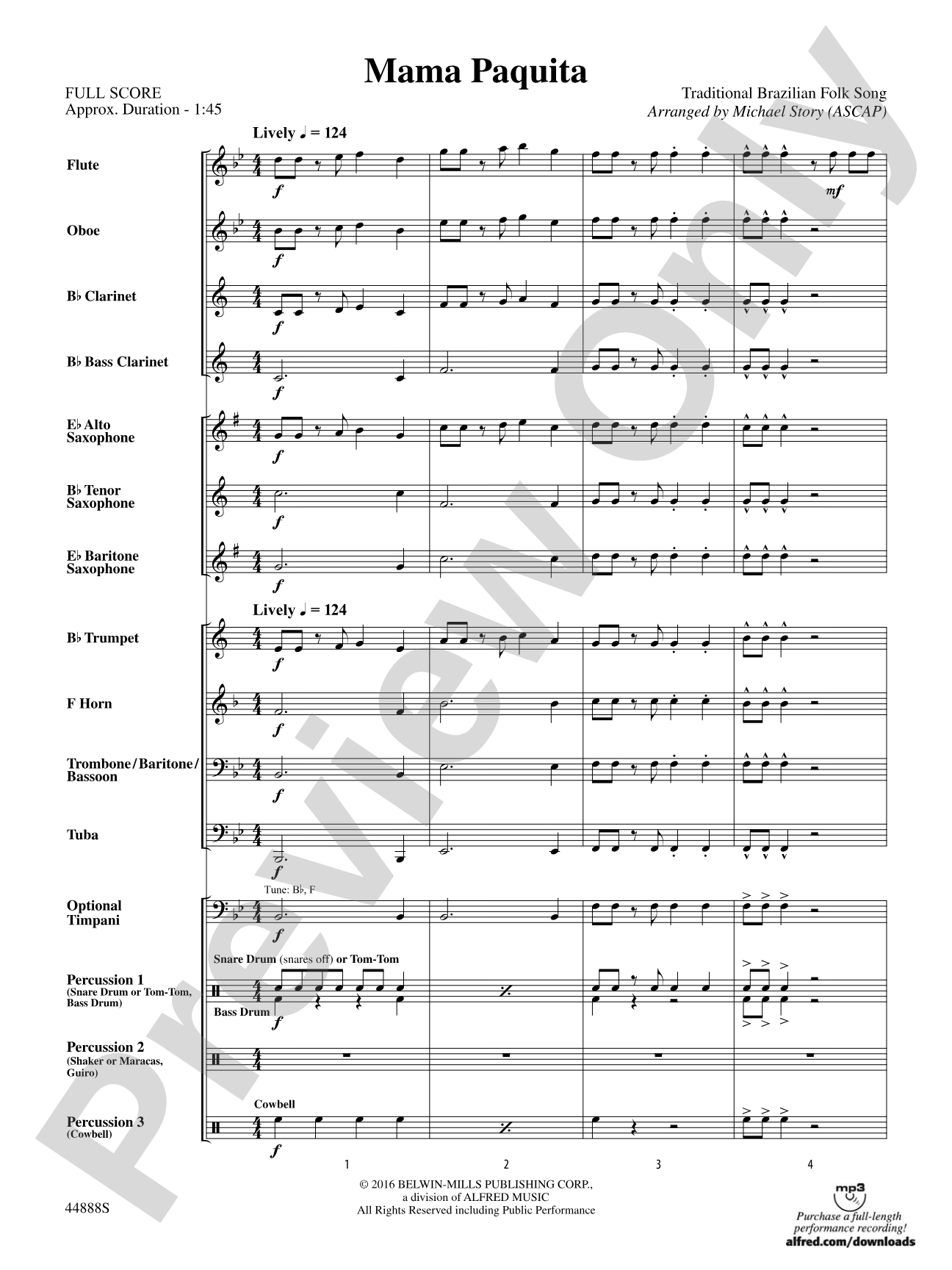 Mama Paquita: Concert Band Conductor Score & Parts