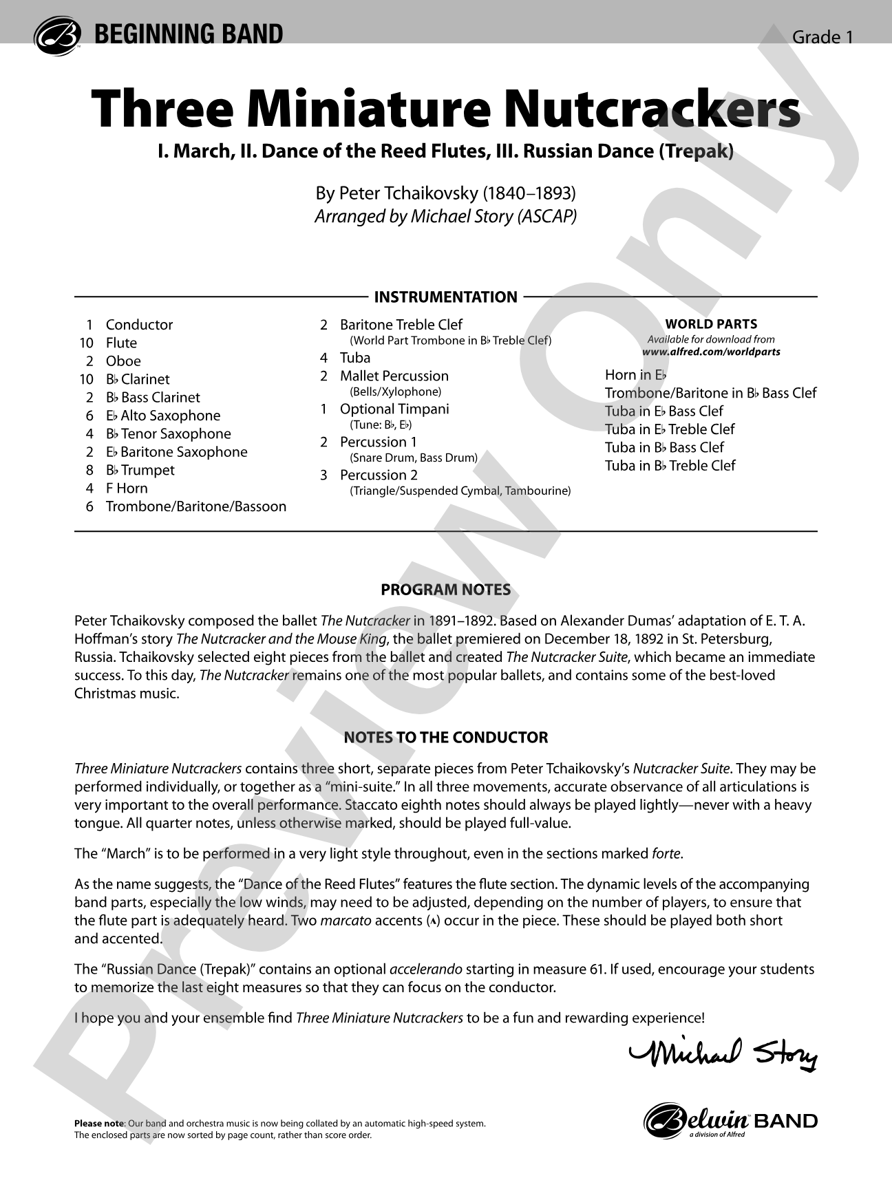 Three Miniature Nutcrackers: Concert Band Conductor Score & Parts