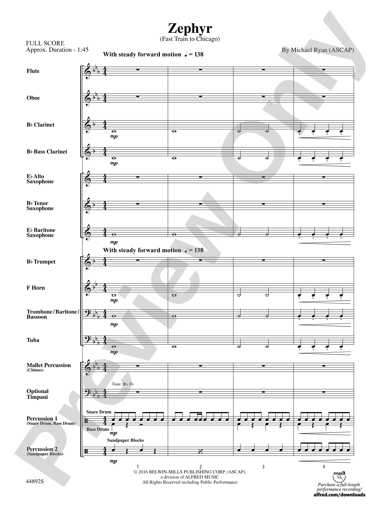 Zephyr: Concert Band Conductor Score & Parts