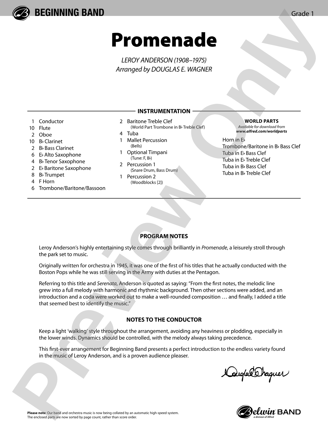 Promenade: Concert Band Conductor Score & Parts