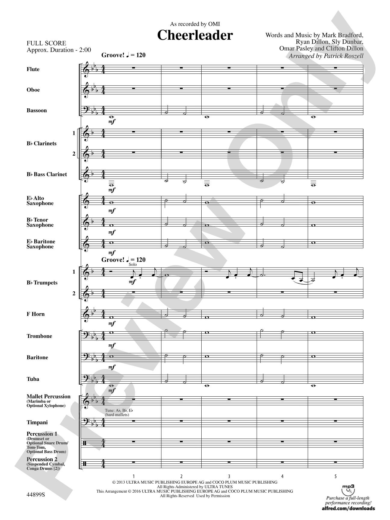 Cheerleader: Concert Band Conductor Score & Parts