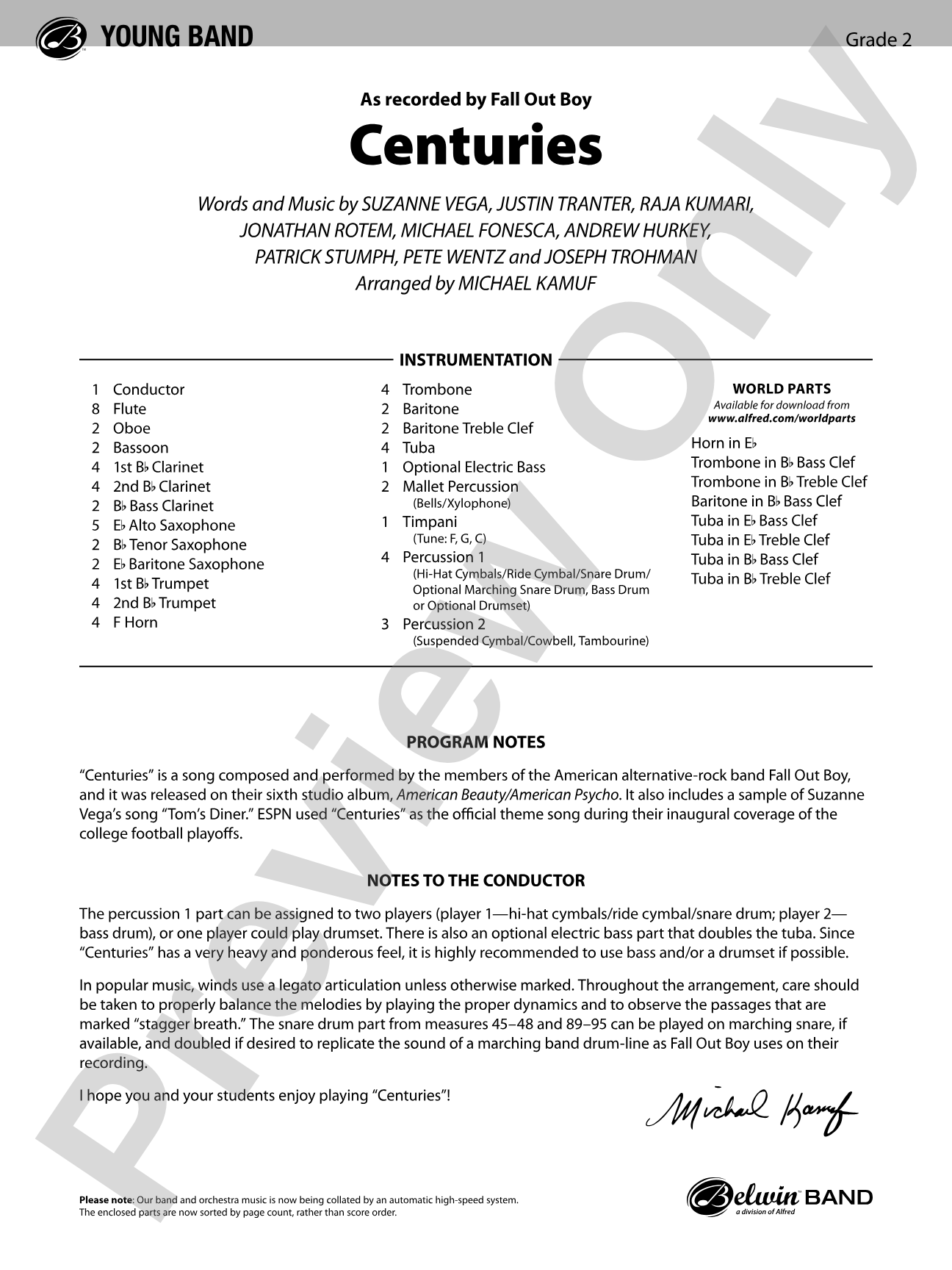 Centuries: Concert Band Conductor Score & Parts
