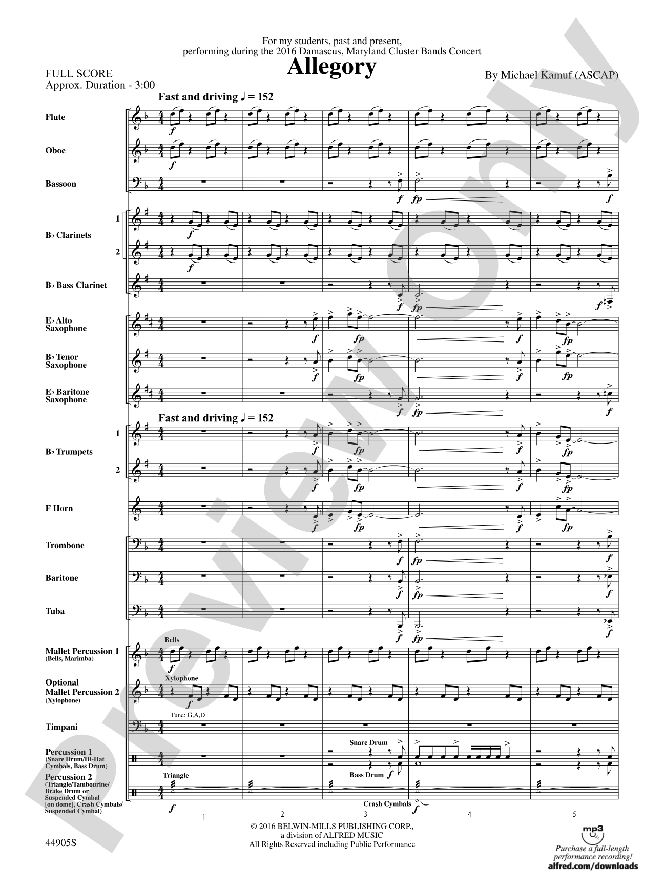 Allegory: Concert Band Conductor Score & Parts