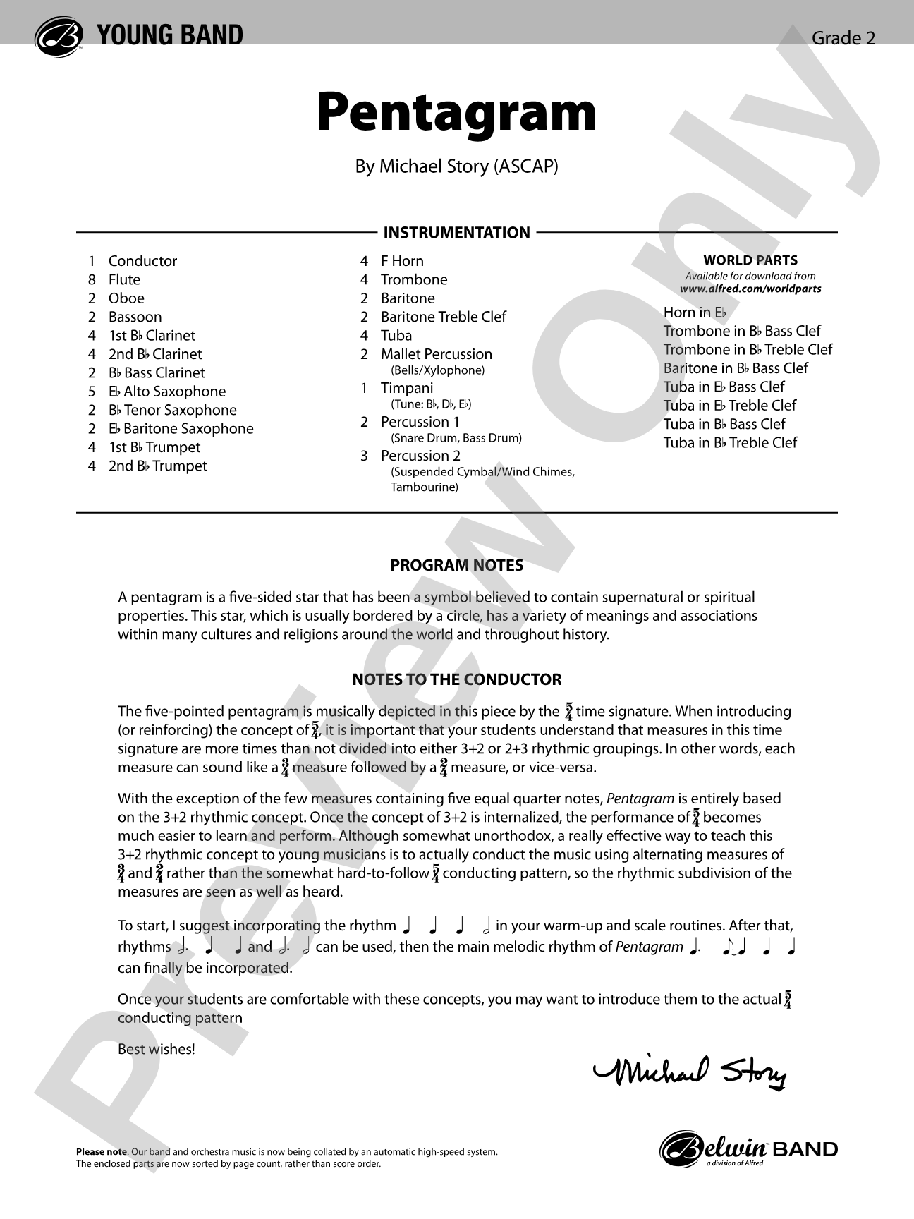Pentagram: Concert Band Conductor Score & Parts