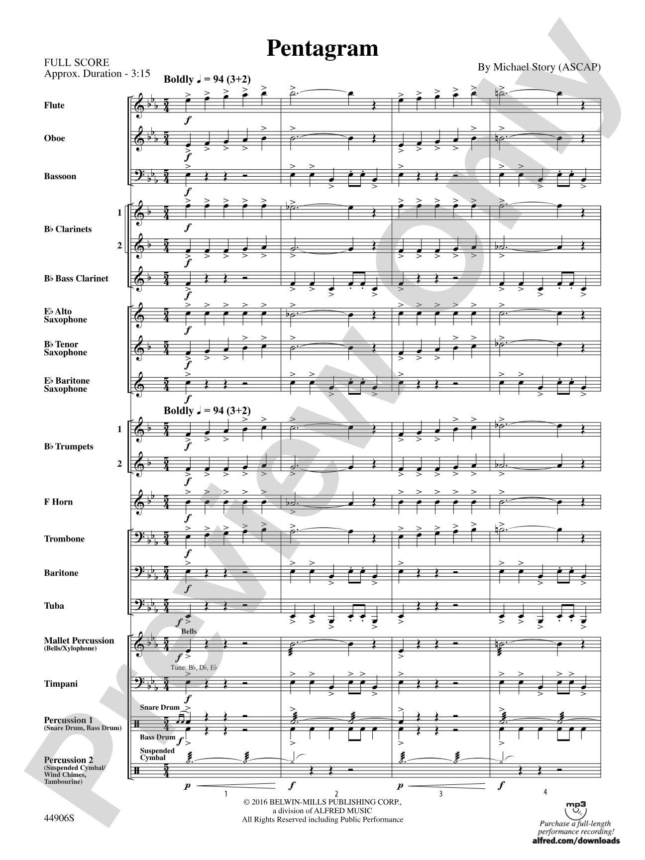 Pentagram: Concert Band Conductor Score & Parts