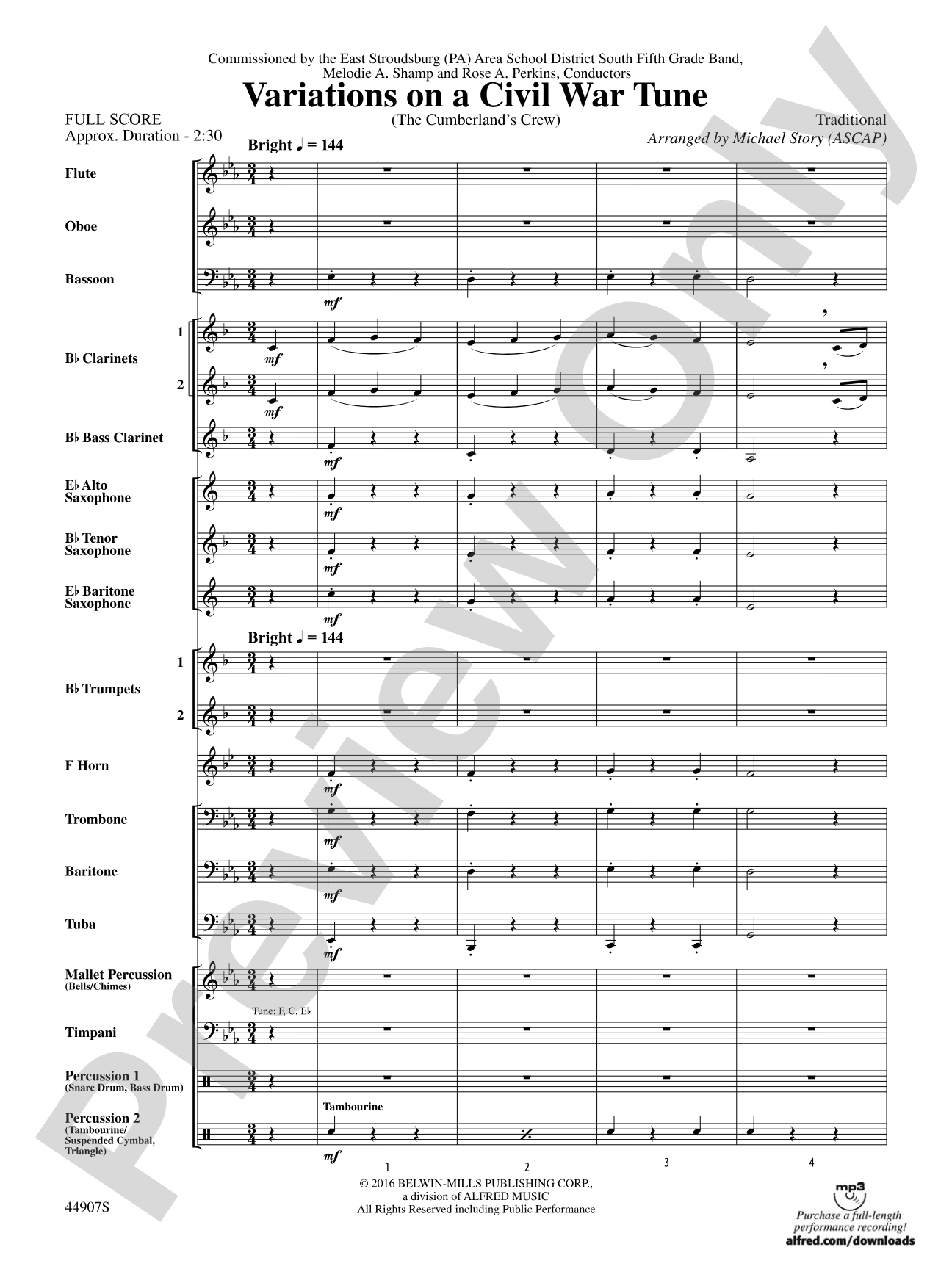 Variations on a Civil War Tune: Concert Band Conductor Score & Parts