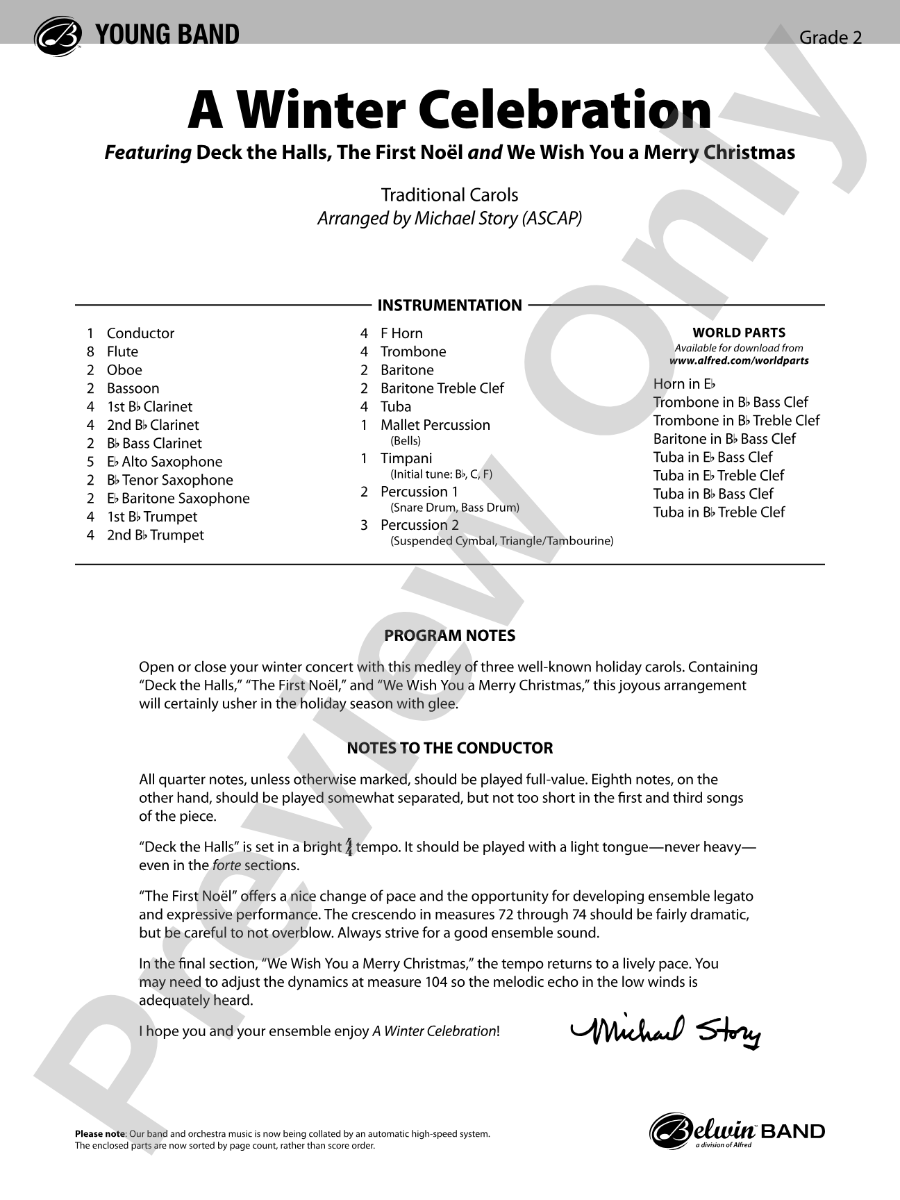 A Winter Celebration: Concert Band Conductor Score & Parts