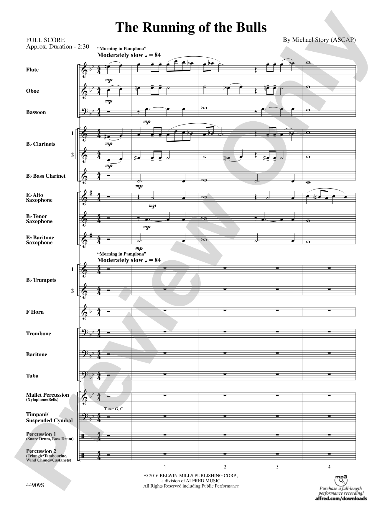 The Running of the Bulls: Concert Band Conductor Score & Parts