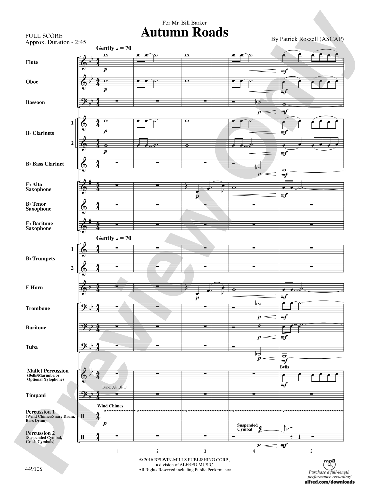 Autumn Roads: Concert Band Conductor Score & Parts