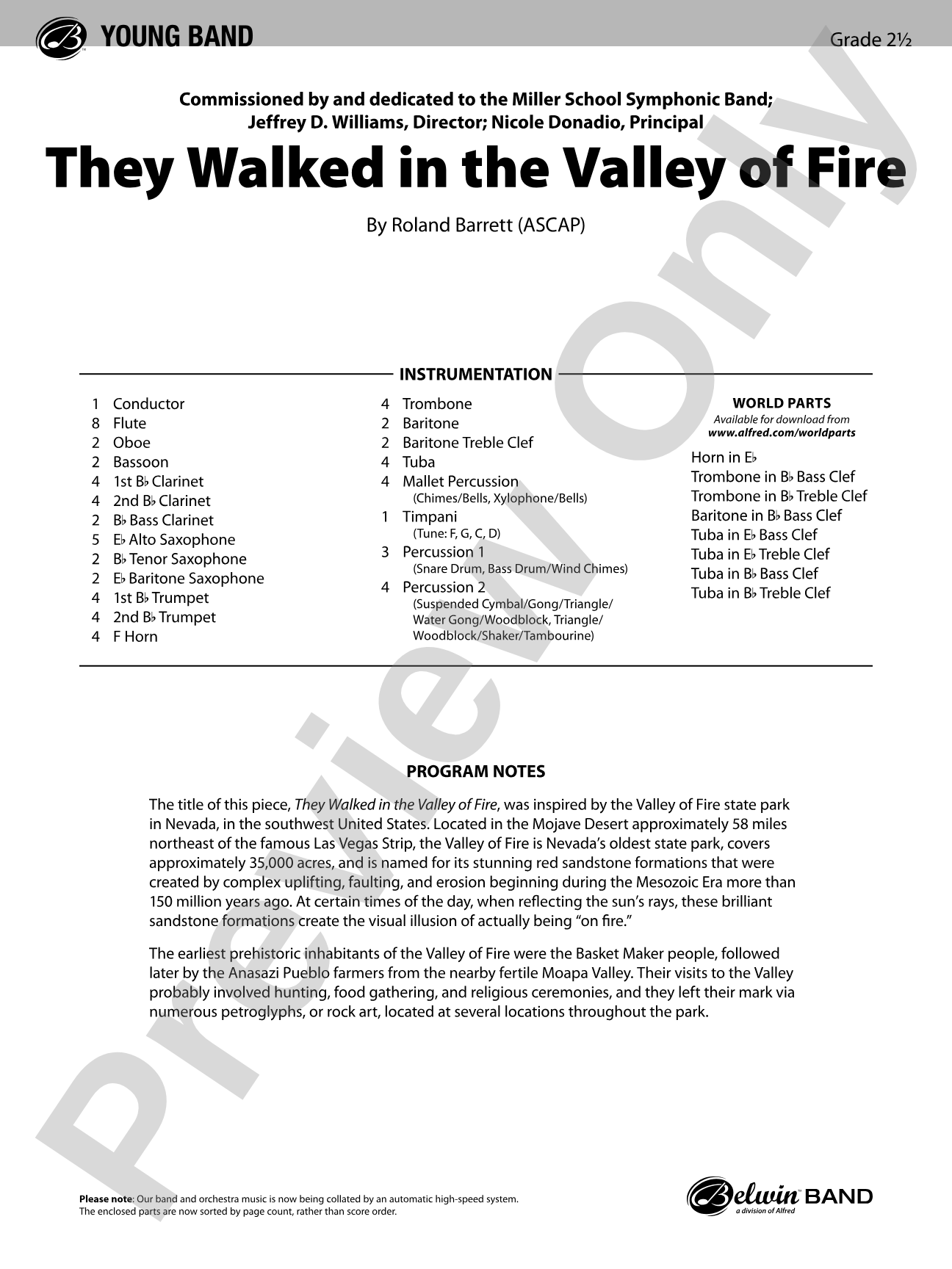 They Walked in the Valley of Fire: Concert Band Conductor Score & Parts