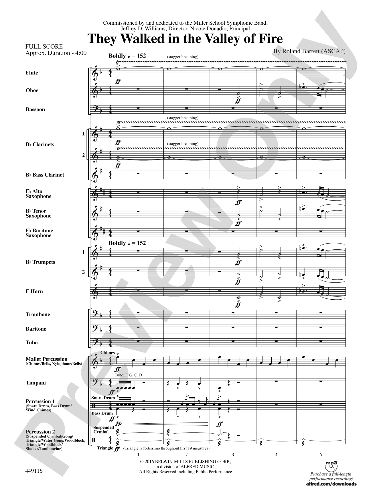 They Walked in the Valley of Fire: Concert Band Conductor Score & Parts