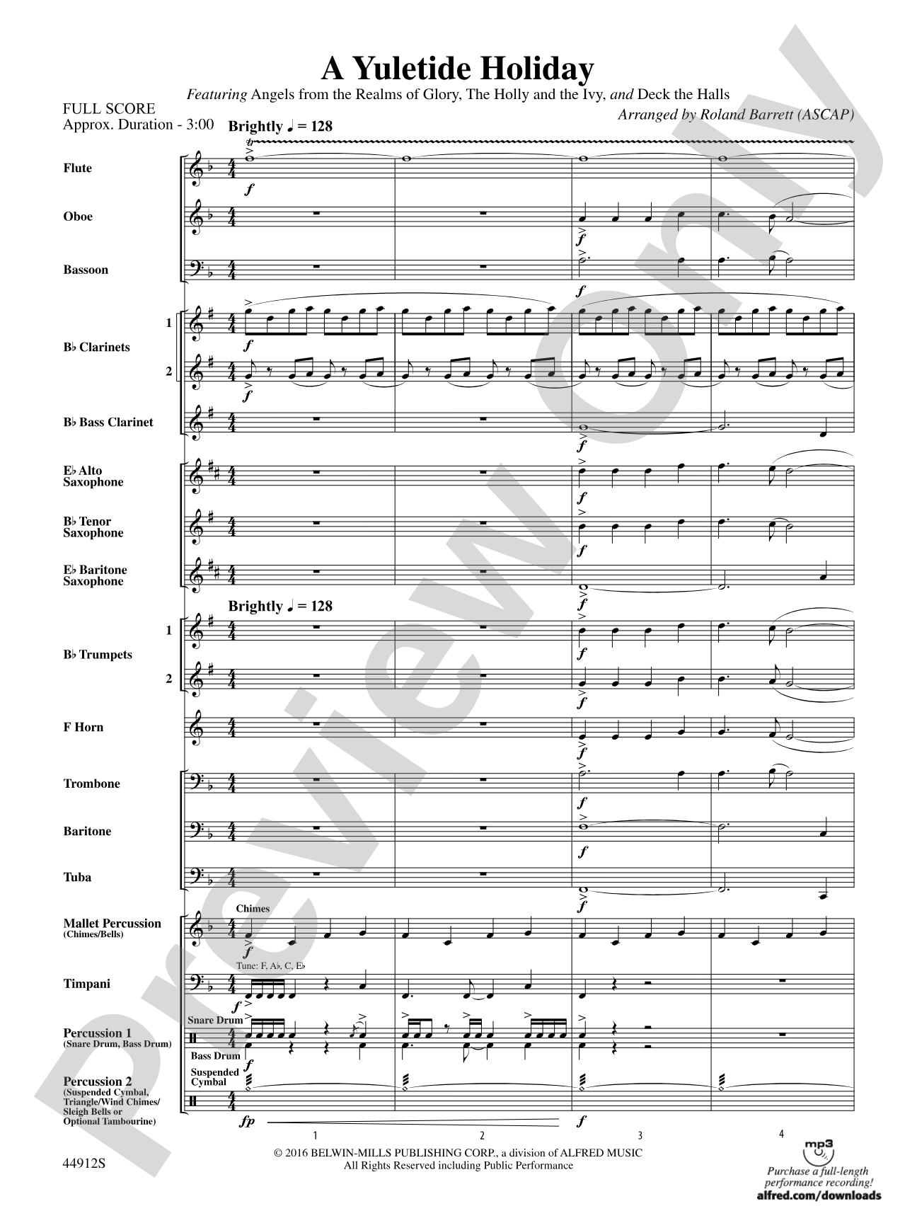 A Yuletide Holiday: Concert Band Conductor Score & Parts