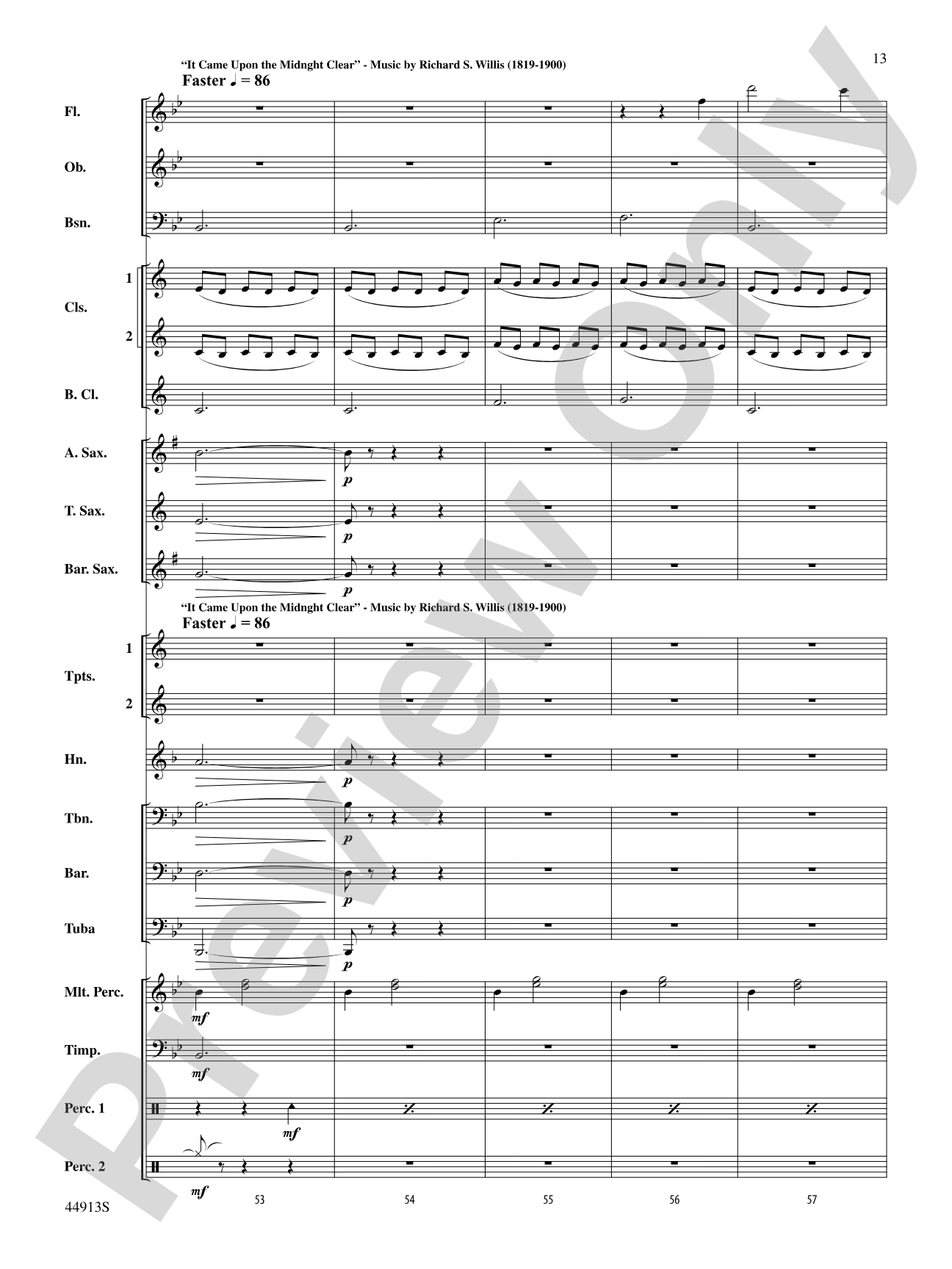 Midnight Carols: Concert Band Conductor Score & Parts