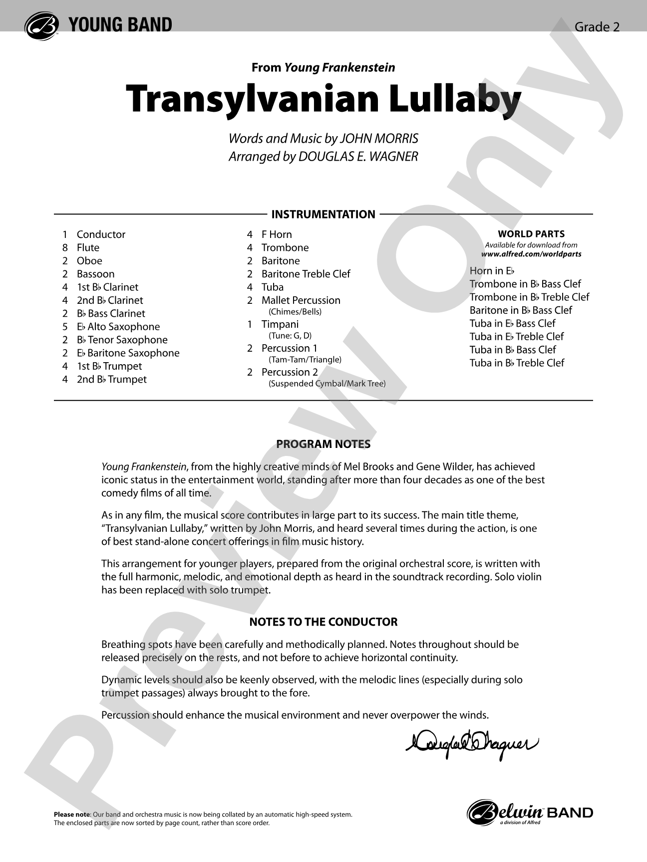 Transylvanian Lullaby: Concert Band Conductor Score & Parts