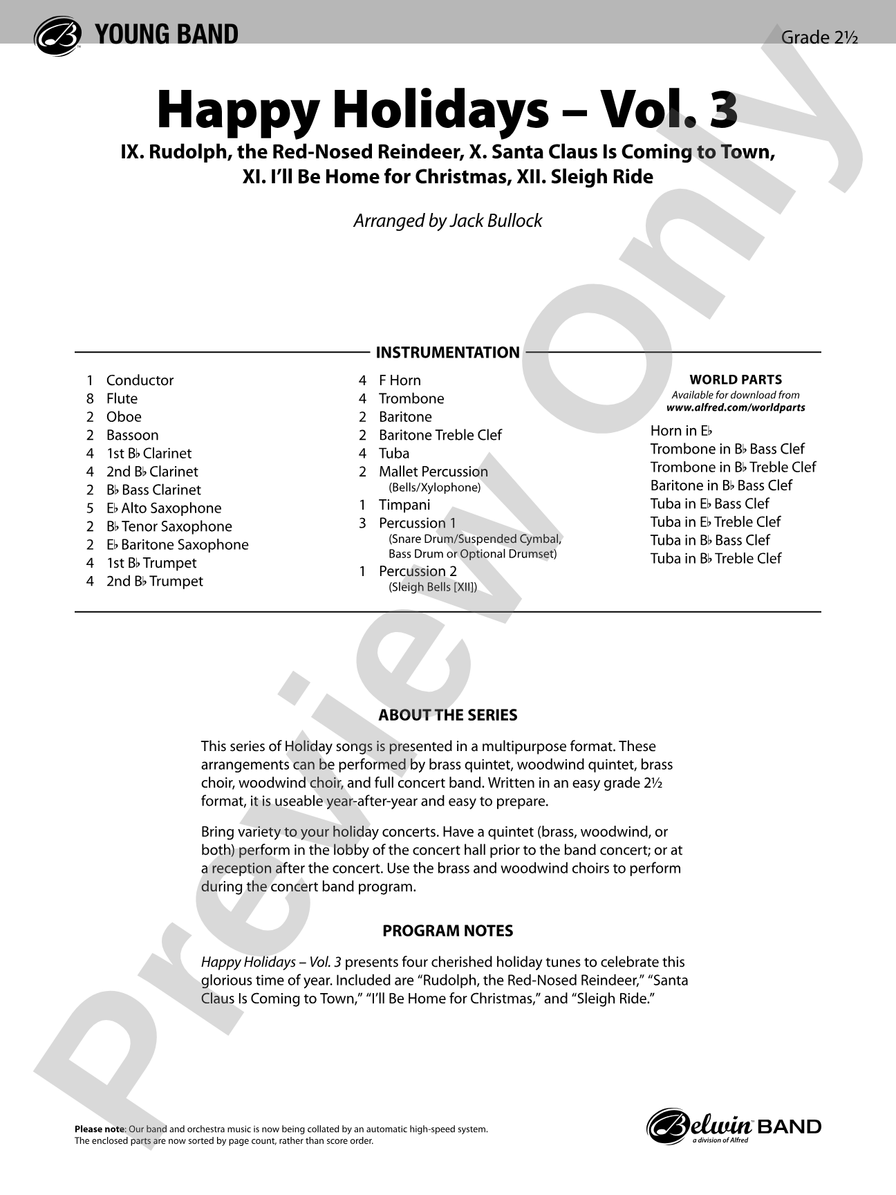 Happy Holidays---Vol. 3: Concert Band Conductor Score & Parts