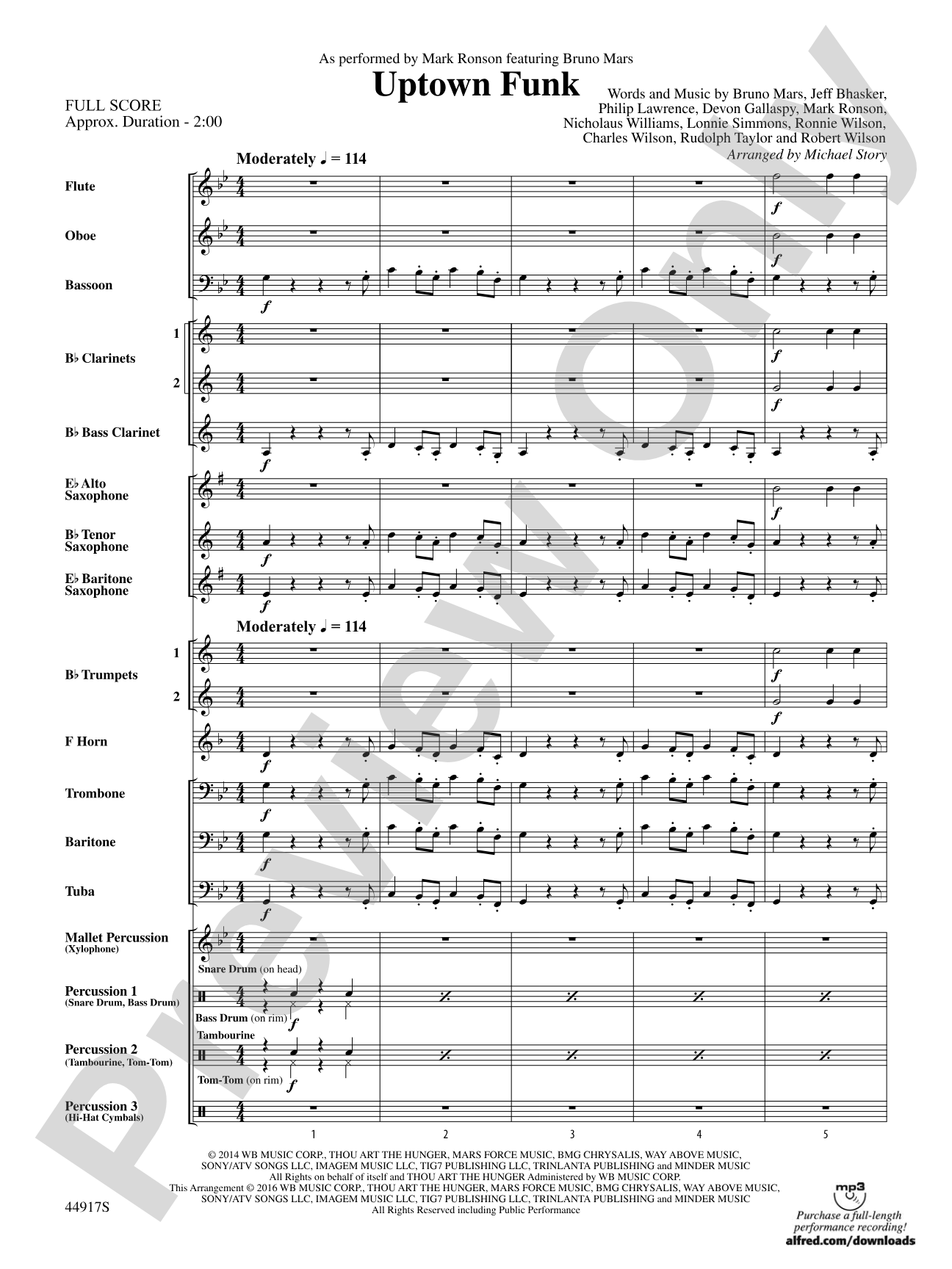 Uptown Funk: Concert Band Conductor Score & Parts