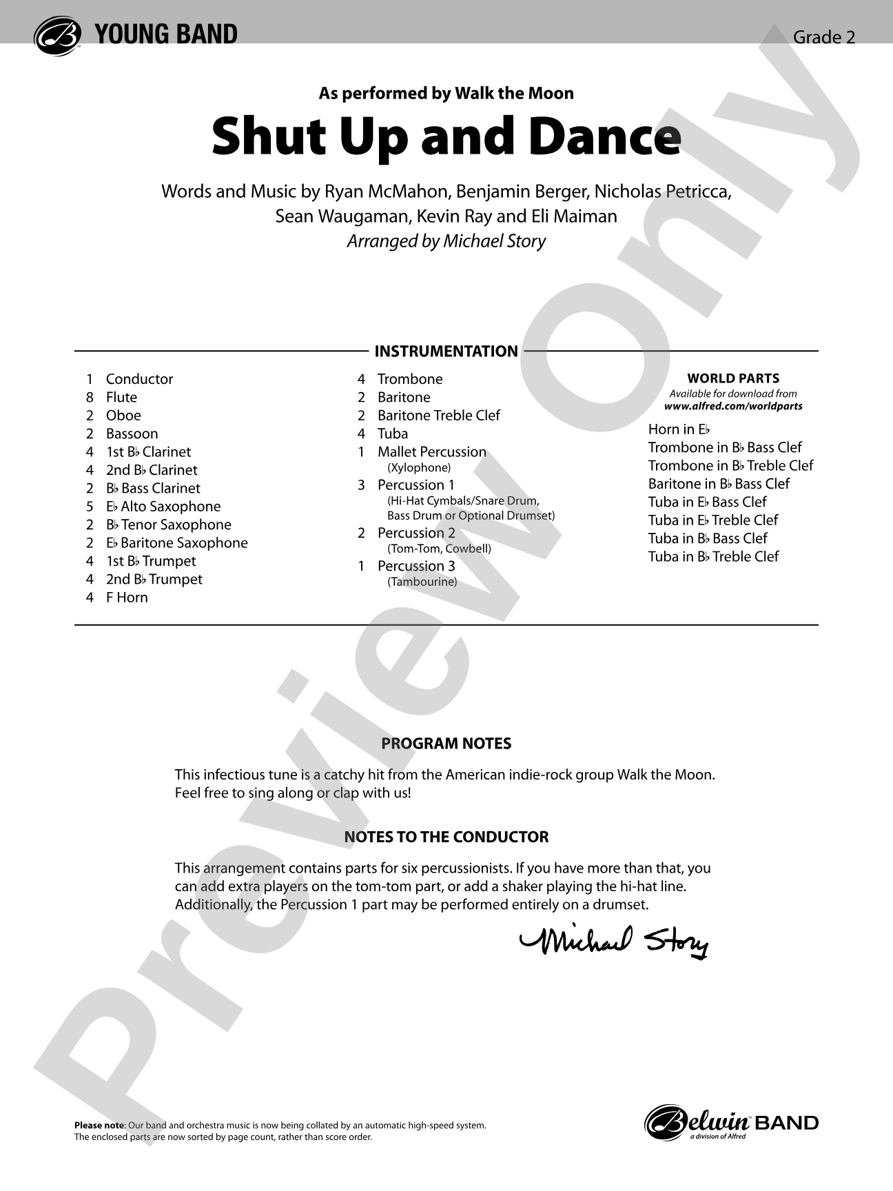 Shut Up and Dance: Concert Band Conductor Score & Parts