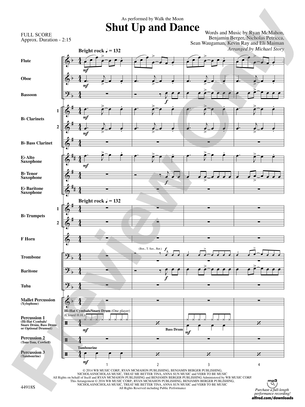 Shut Up and Dance: Concert Band Conductor Score & Parts