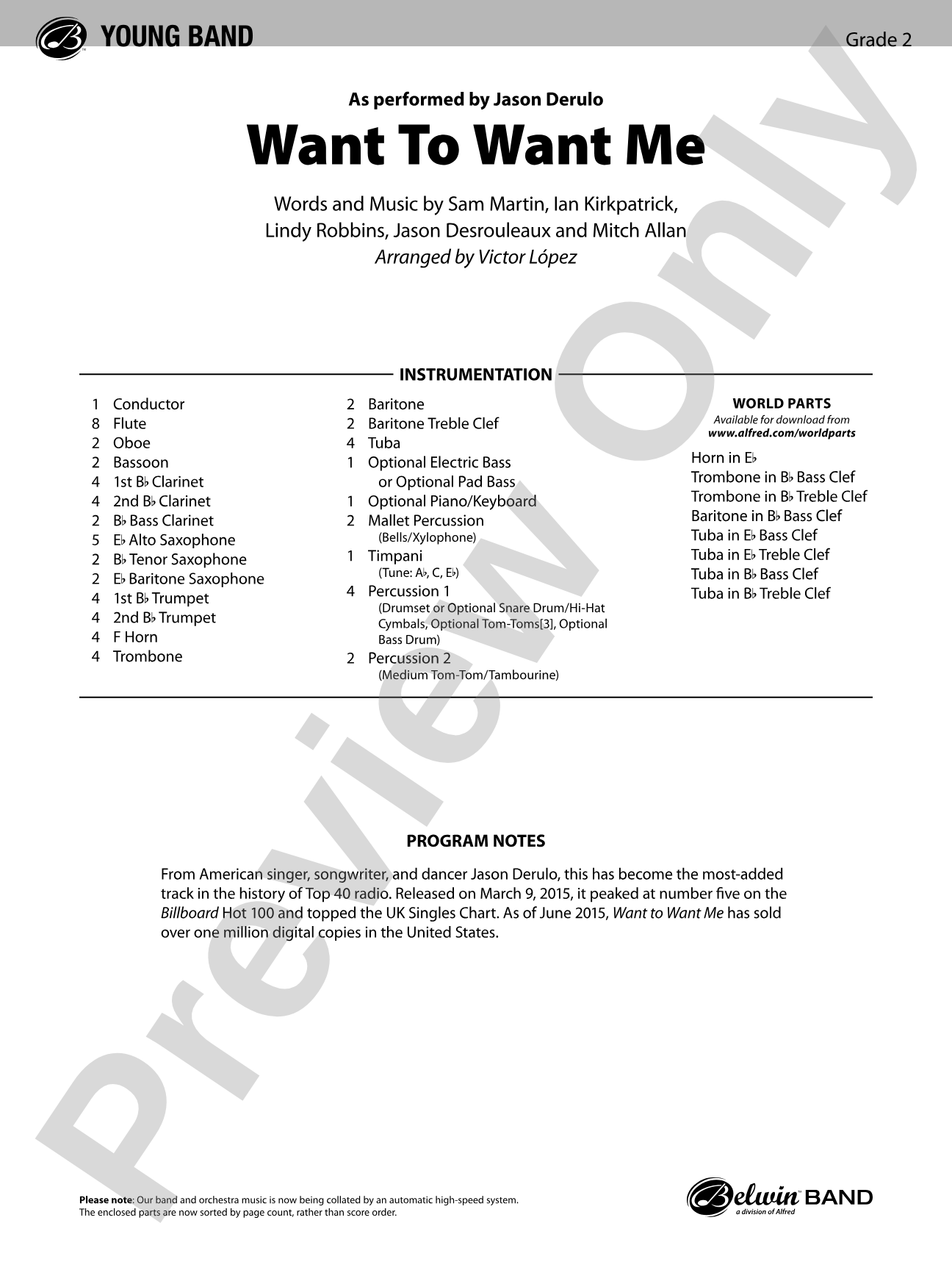 Want to Want Me: Concert Band Conductor Score & Parts