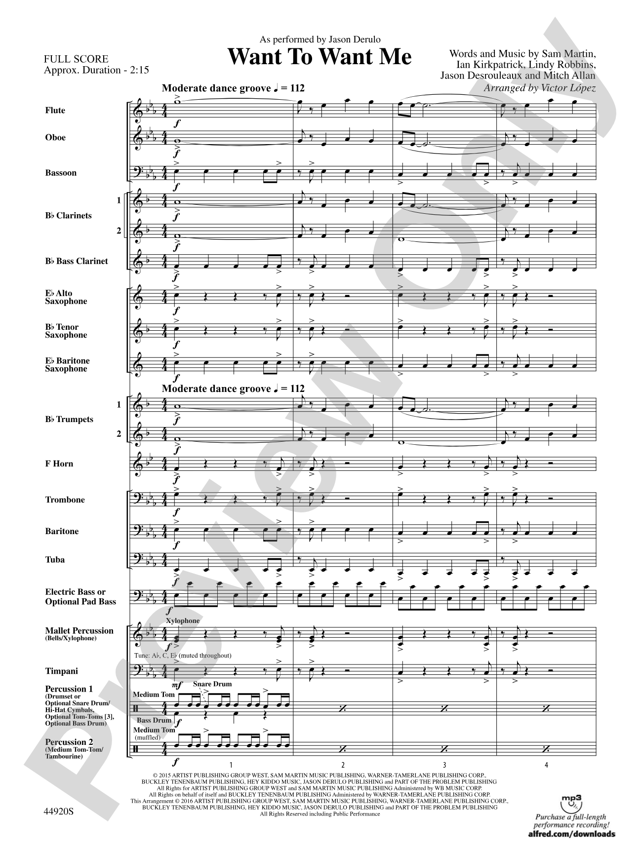 Want to Want Me: Concert Band Conductor Score & Parts