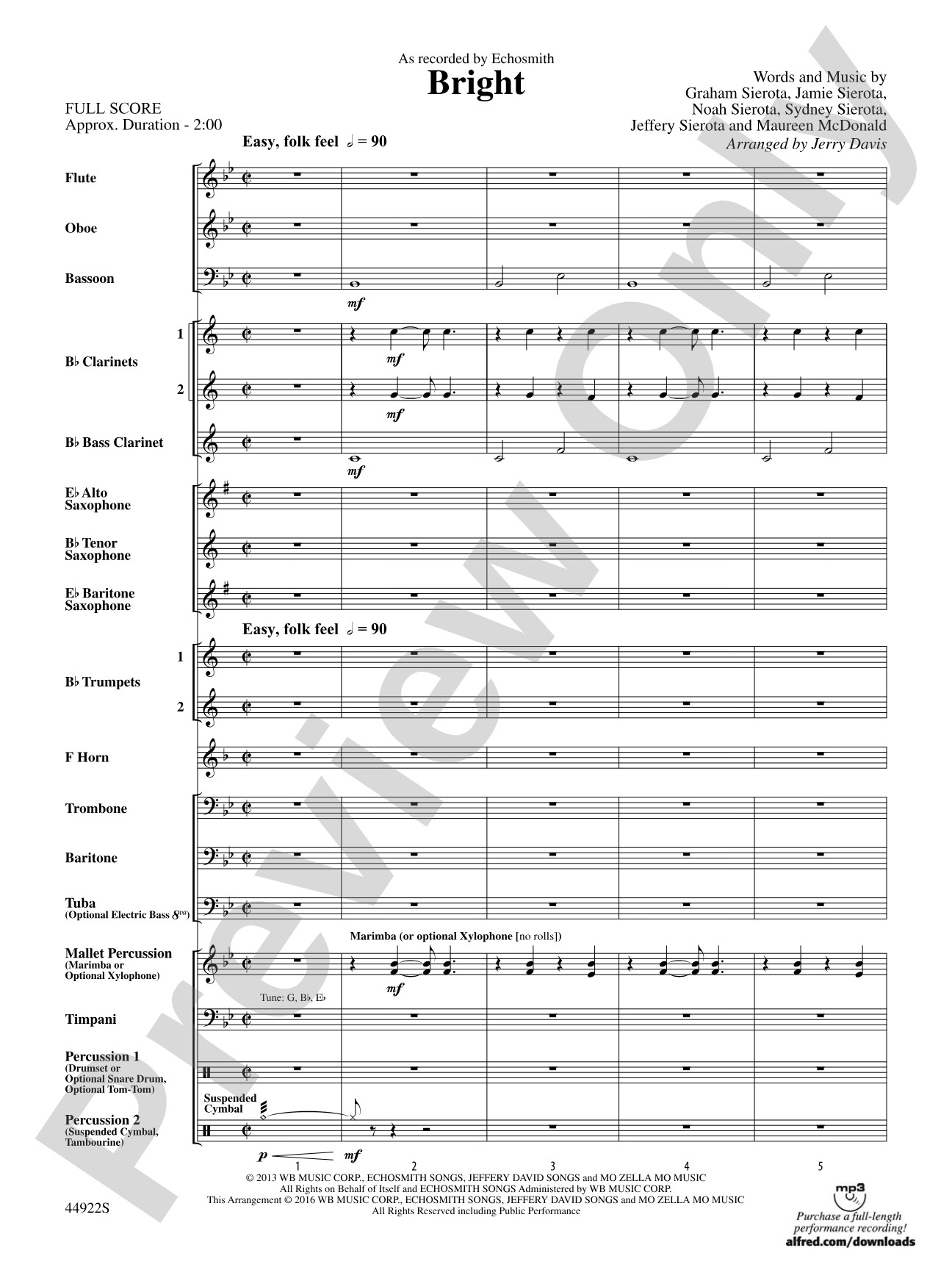 Bright: Concert Band Conductor Score & Parts