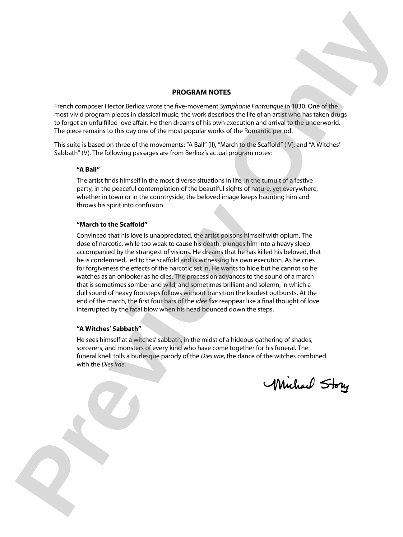 Suite from Symphonie Fantastique: Concert Band Conductor Score & Parts